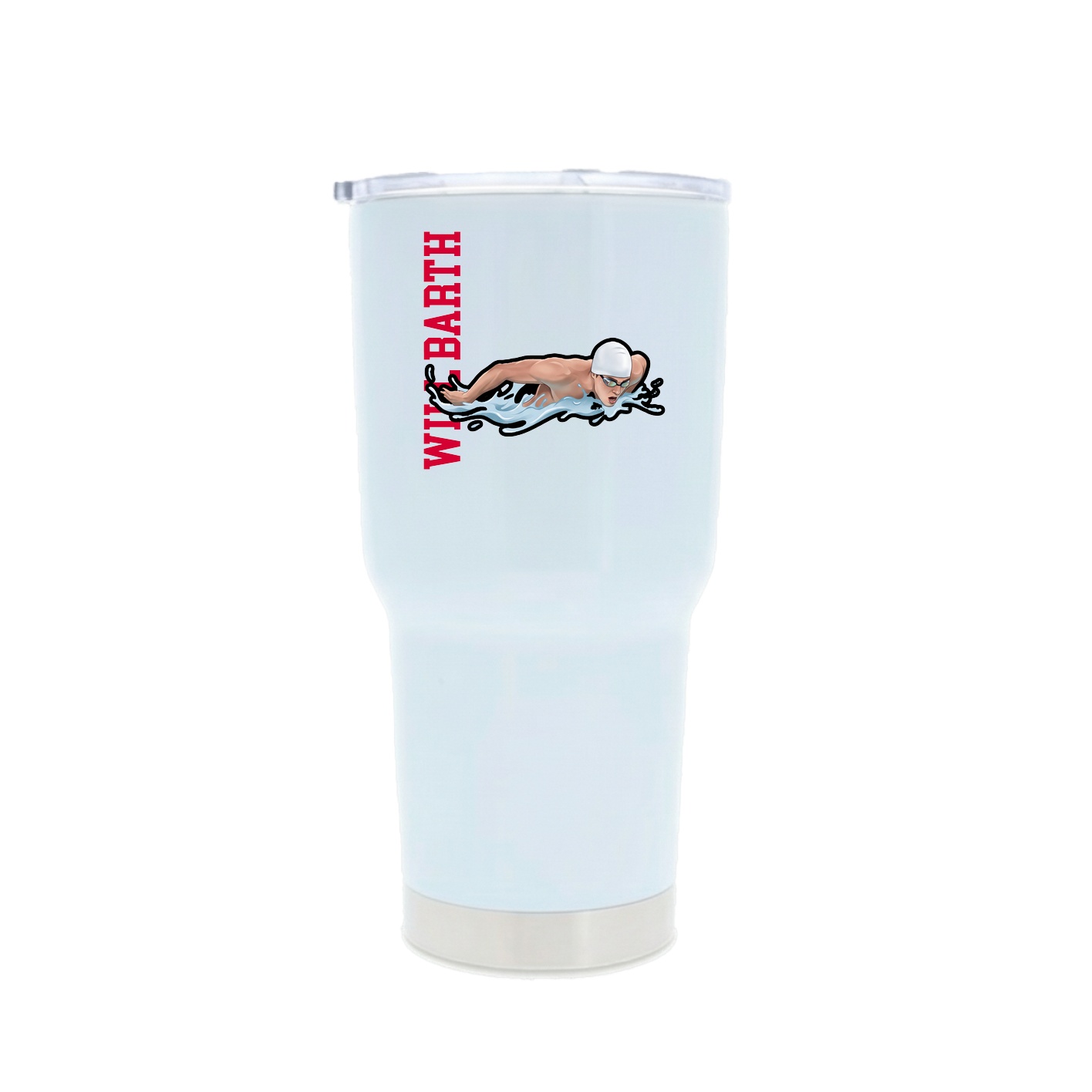 30oz Stainless Steel Tumbler — Name Vertical in White