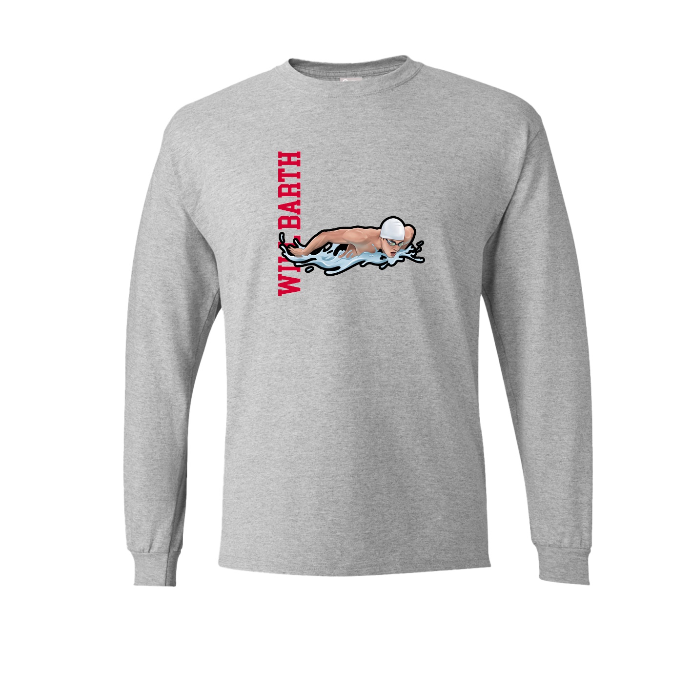 Long Sleeve Tee — Name Vertical in Grey