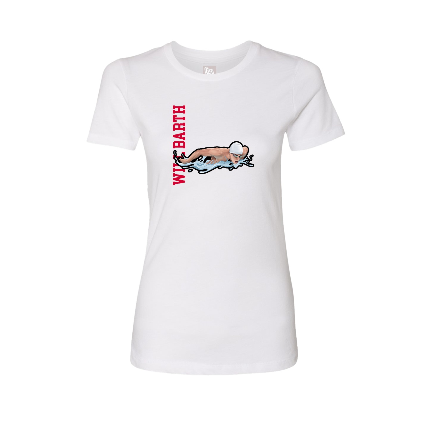 Fitted Women's Tee — Name Vertical in White