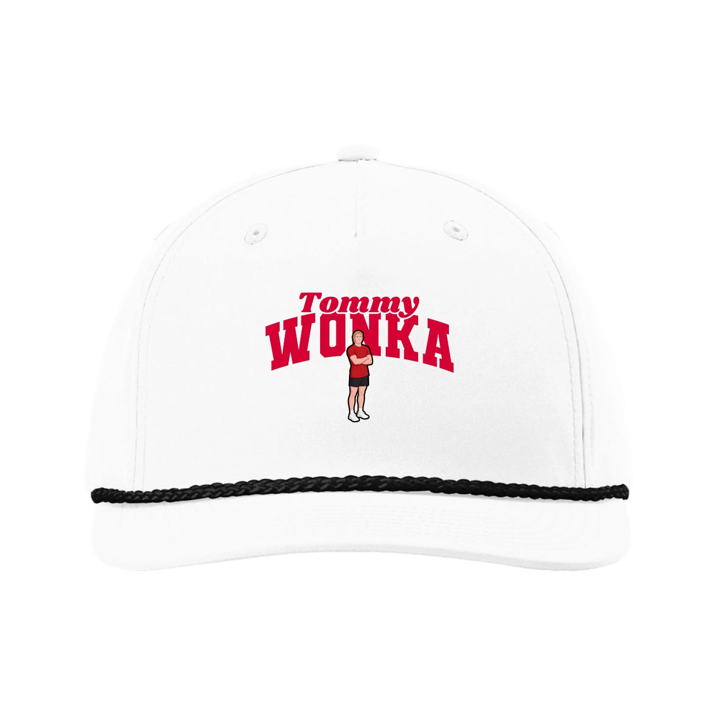 Five-Panel Classic Rope Cap — Signature Arch in White