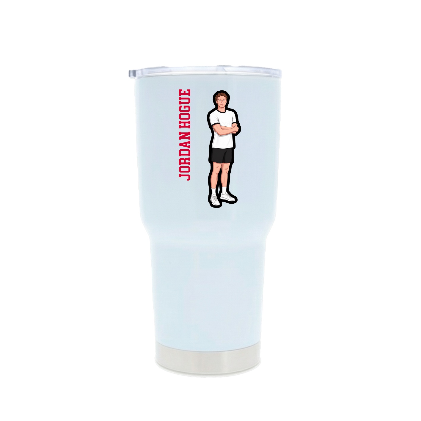 30oz Stainless Steel Tumbler — Name Vertical in White