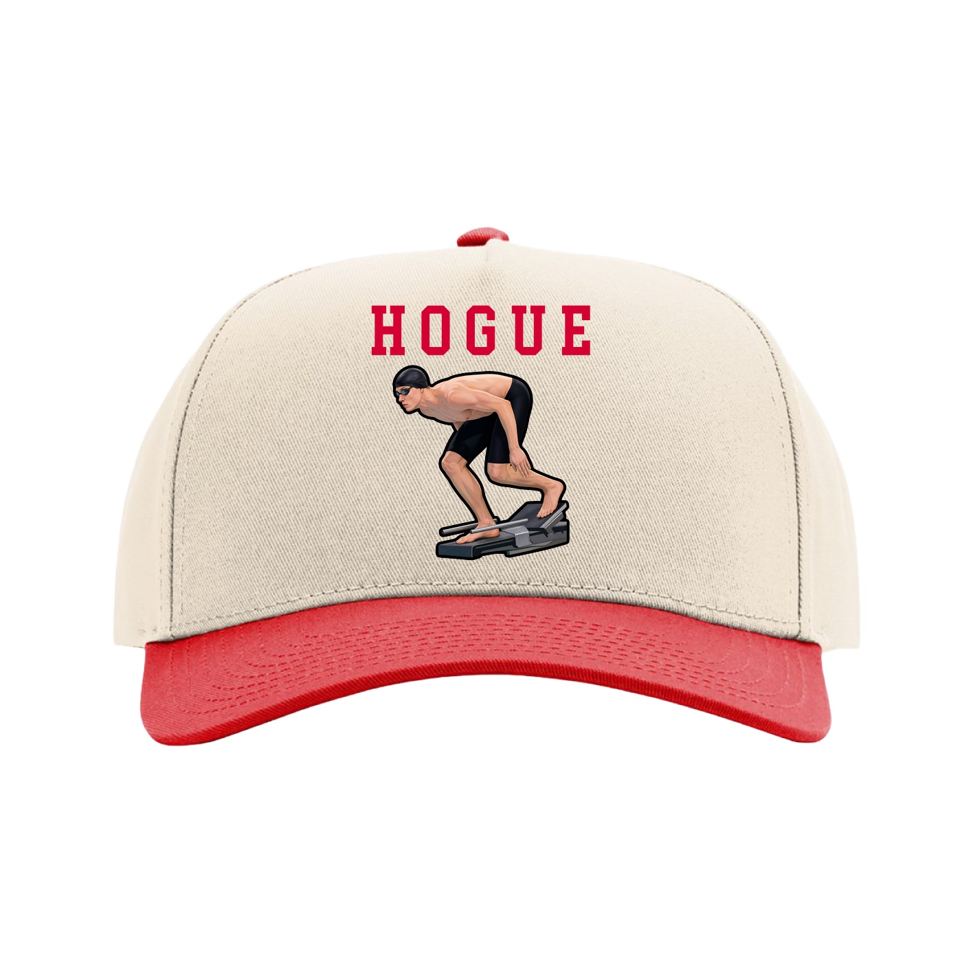 Full Fabric Five-Panel Champ Cap — Shirsey in Cream/Red