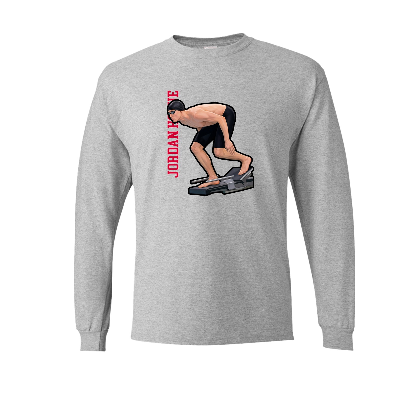 Long Sleeve Tee — Name Vertical in Grey