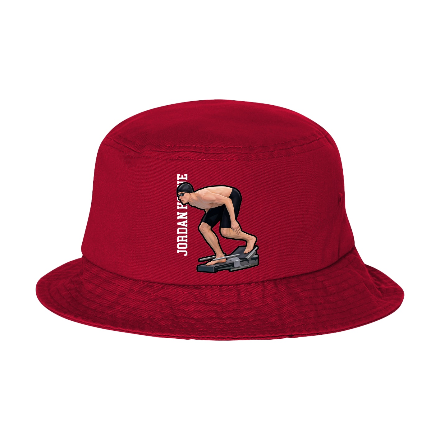 Bucket Cap — Name Vertical in Red
