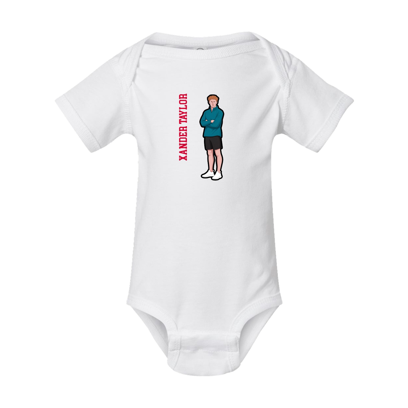 Baby Onesie — Name Vertical in White