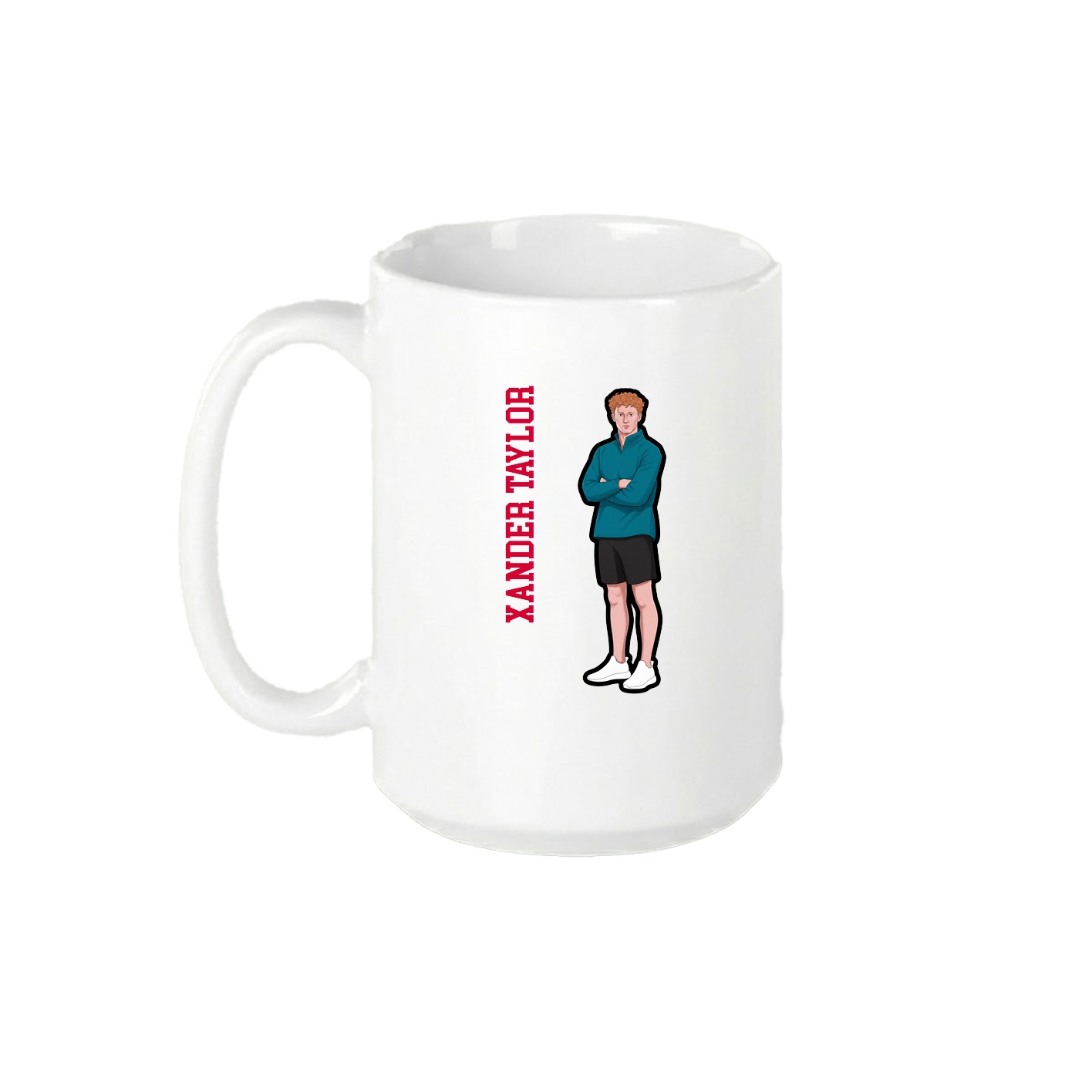 15oz Coffee Mug — Name Vertical in White