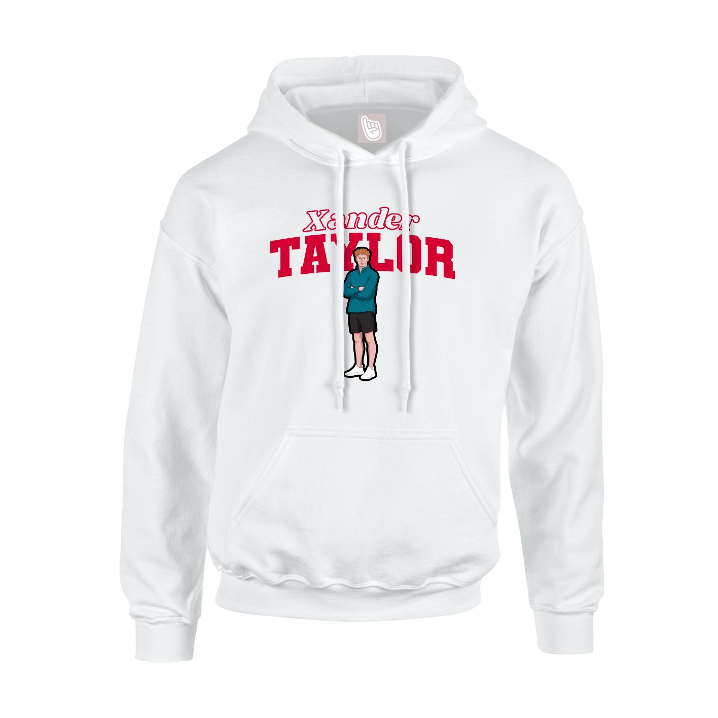 Youth Hoodie — Name Arch in White