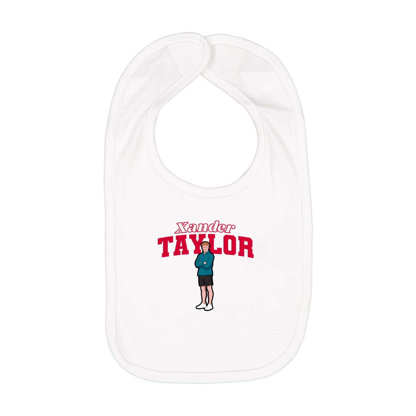Infant Bib — Name Arch in White