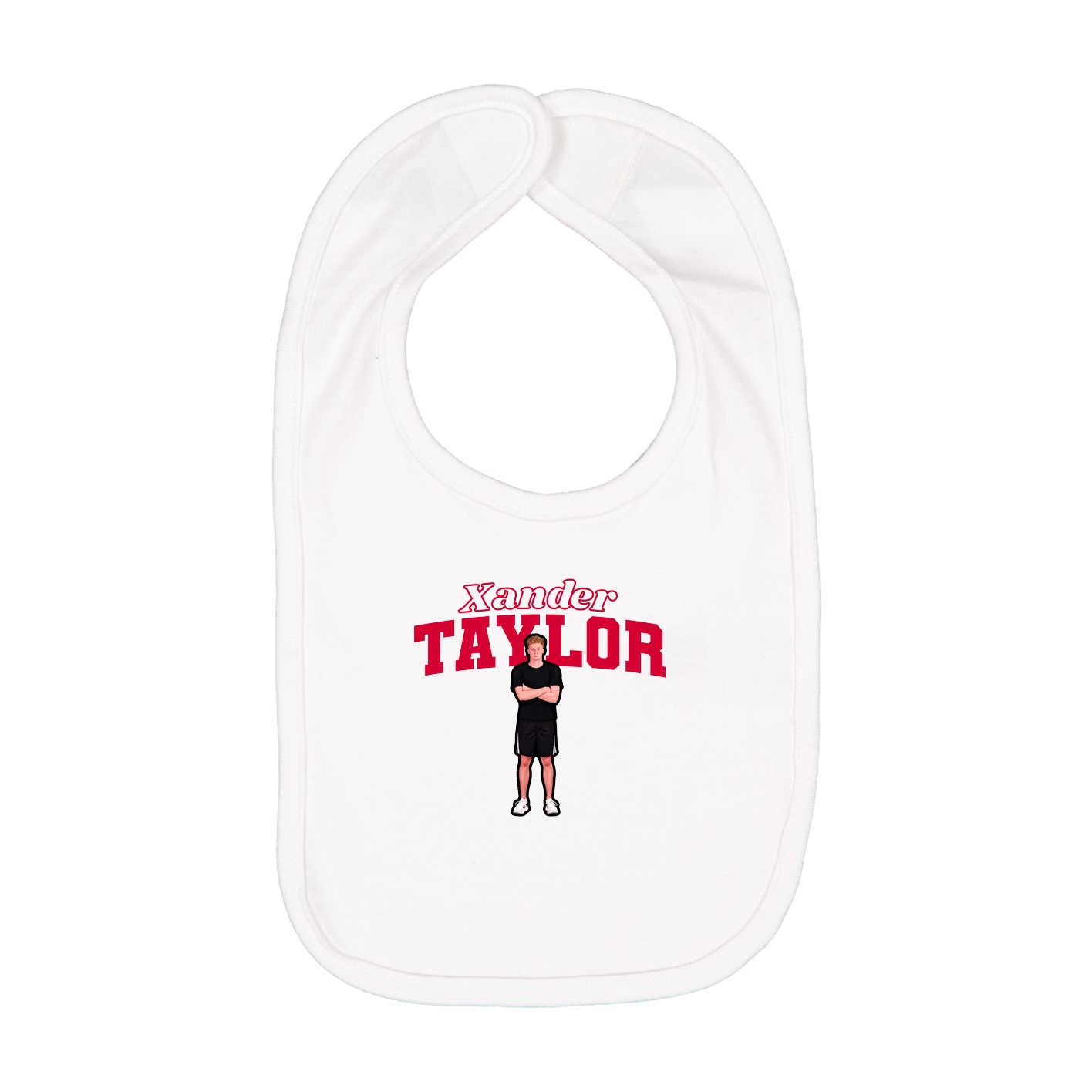 Infant Bib — Name Arch in White