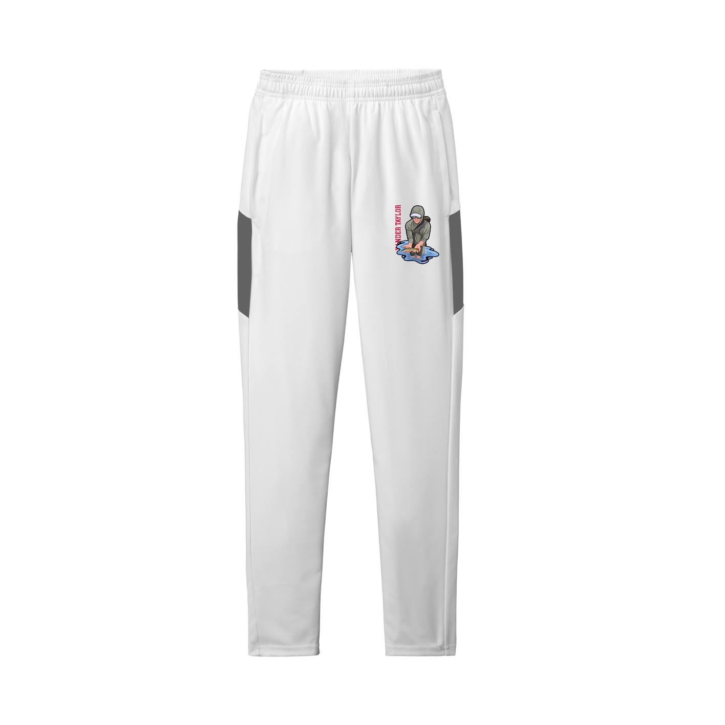 Team Travel Pant — Name Vertical in White/Grey