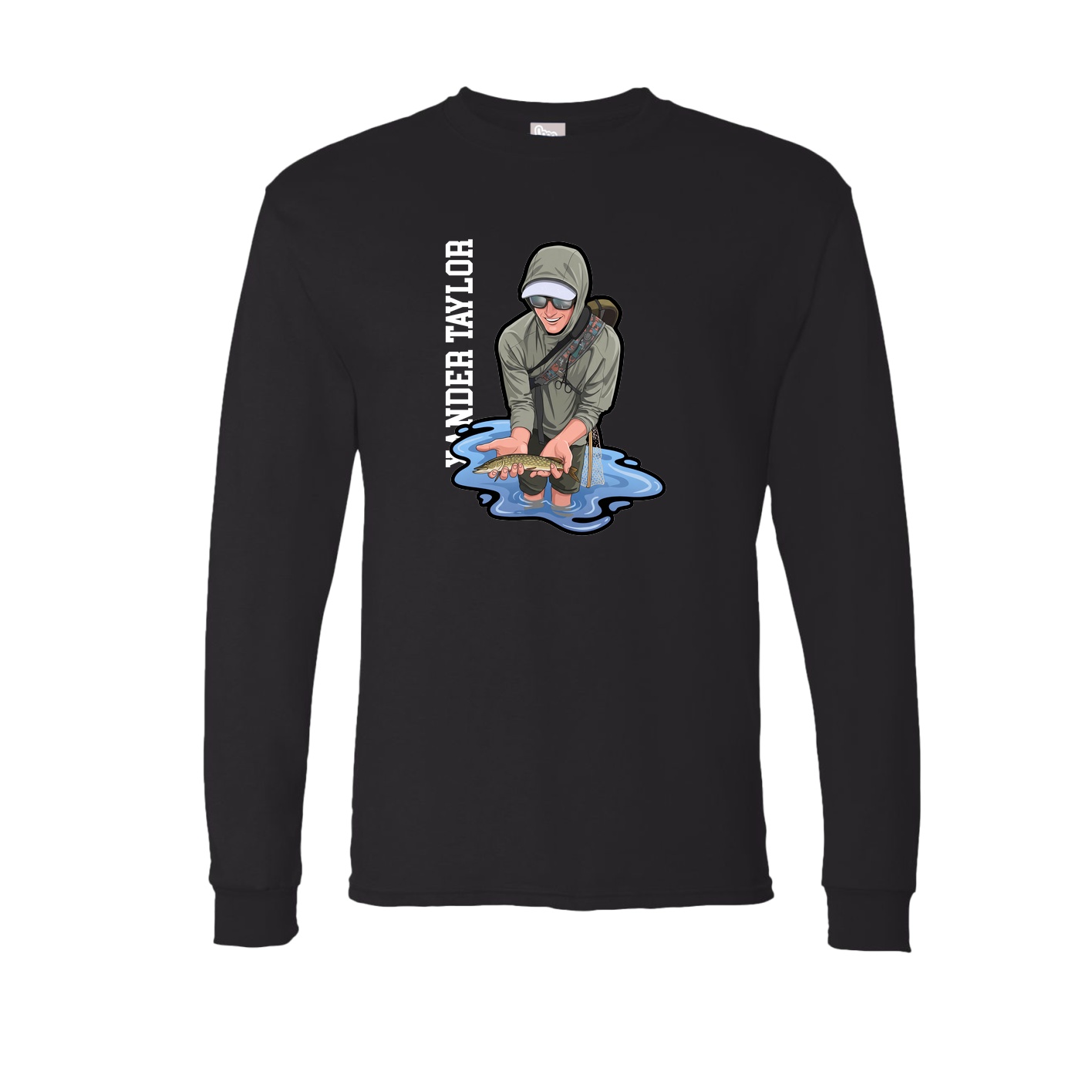 Long Sleeve Tee — Name Vertical in Black