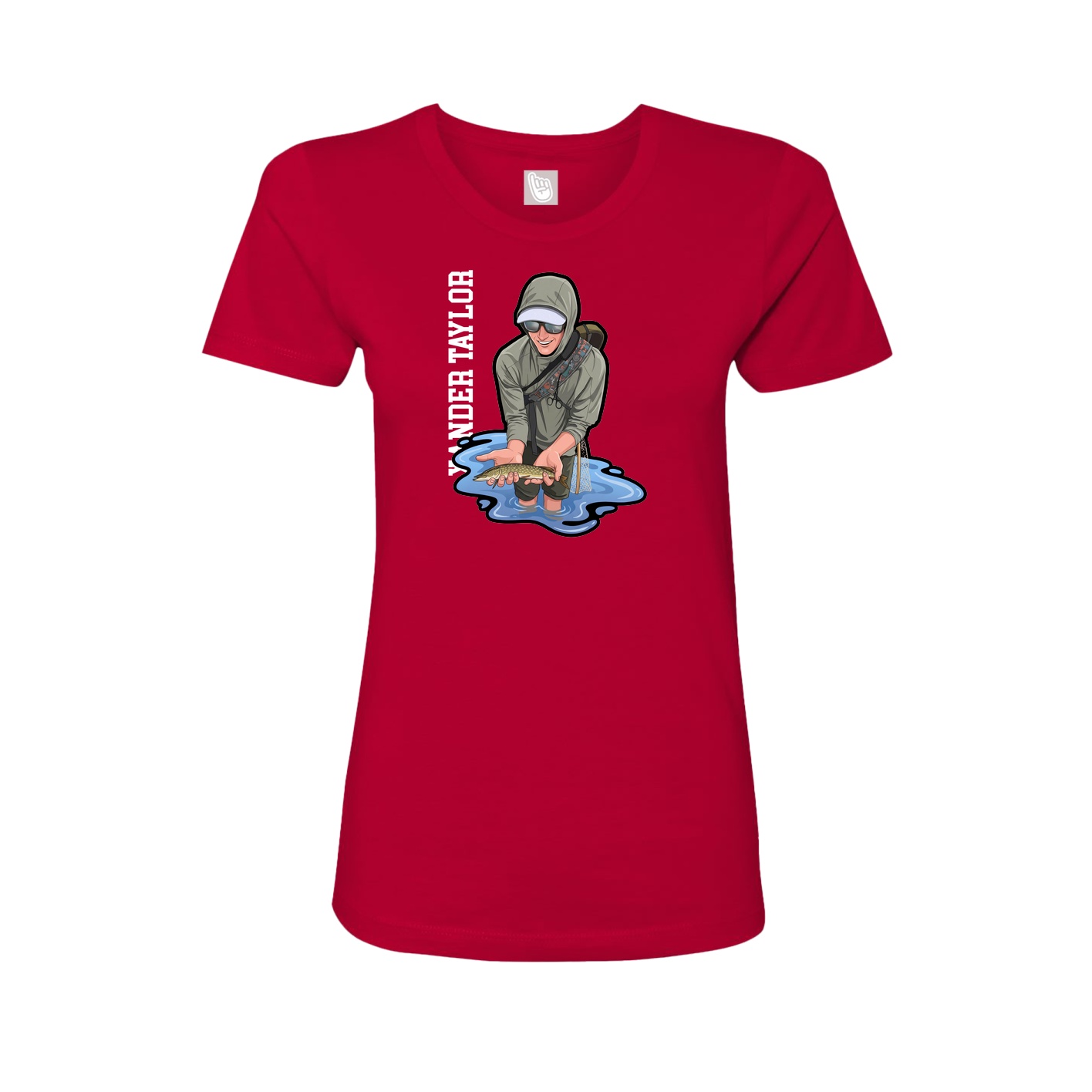 Fitted Women's Tee — Name Vertical in Red