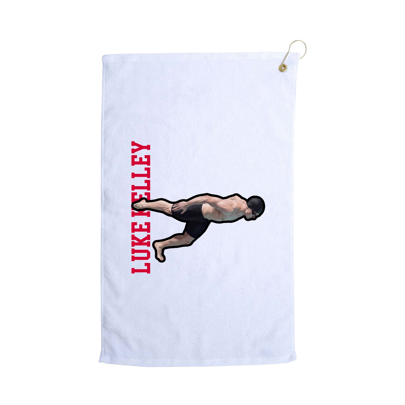 Golf Towel — Name Vertical in White