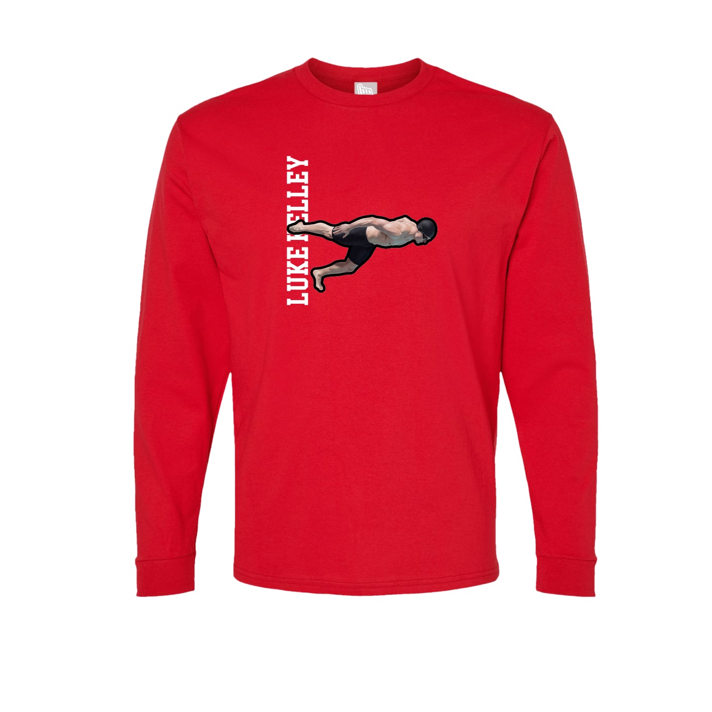 Long Sleeve Tee — Name Vertical in Red