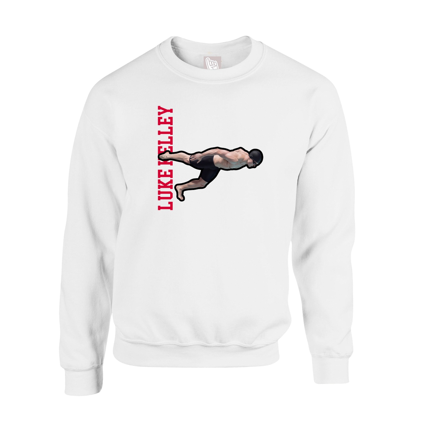 Fleece Crew — Name Vertical in White