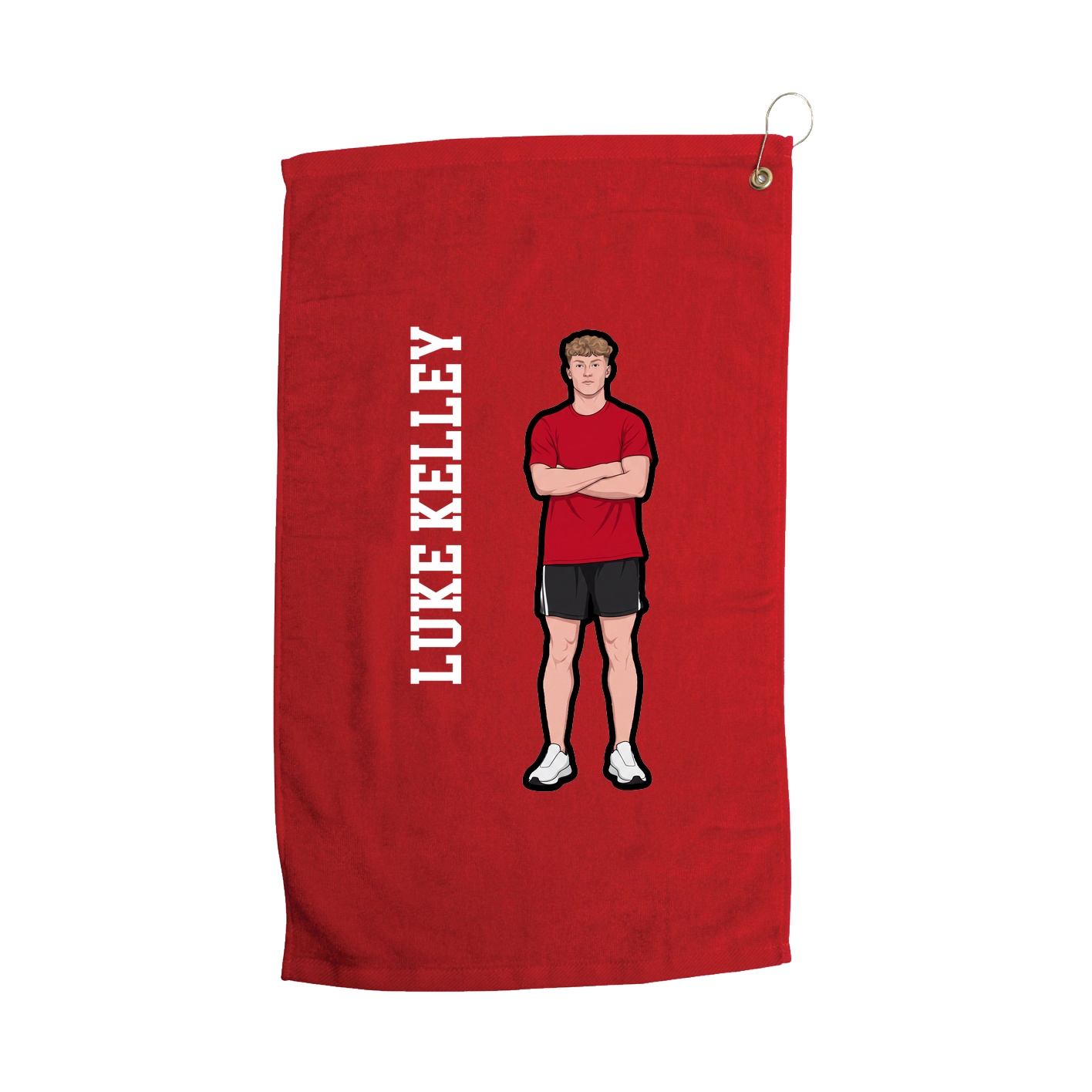 Golf Towel — Name Vertical in Red