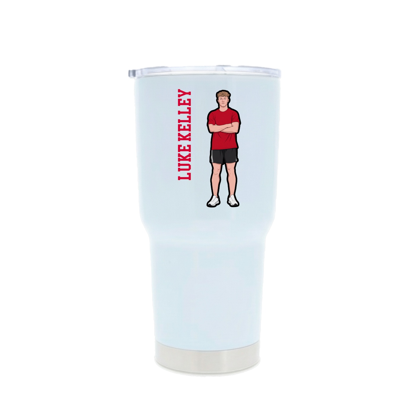30oz Stainless Steel Tumbler — Name Vertical in White