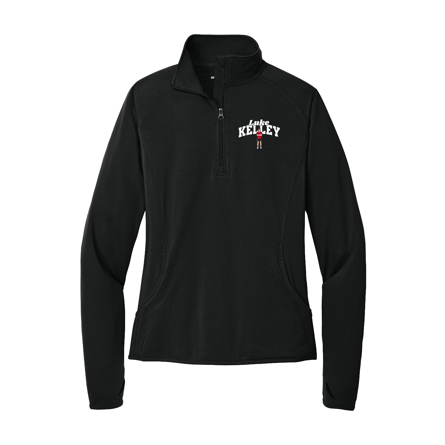 Women's Q-Zip Pullover — Signature Arch in Black