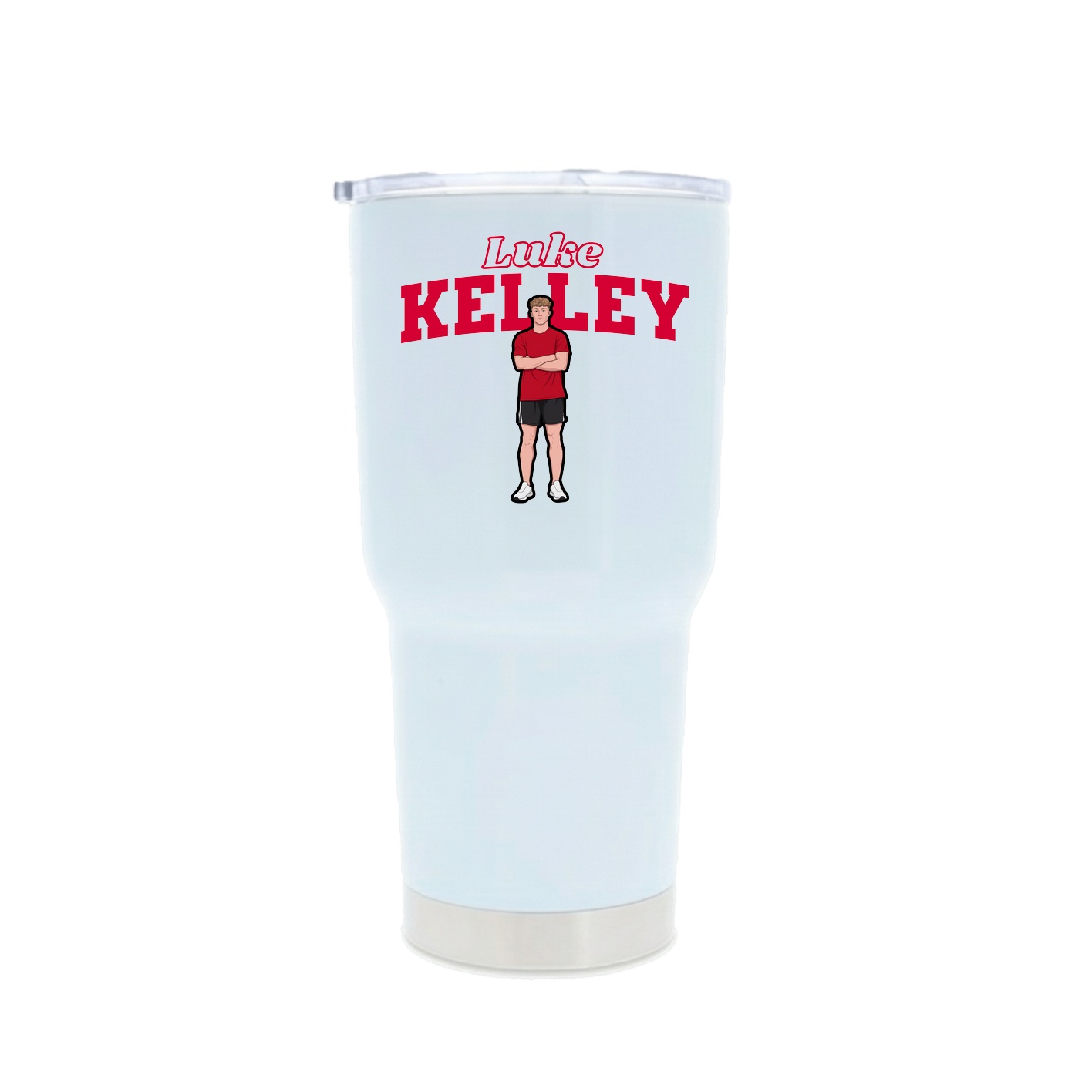 30oz Stainless Steel Tumbler — Name Arch in White