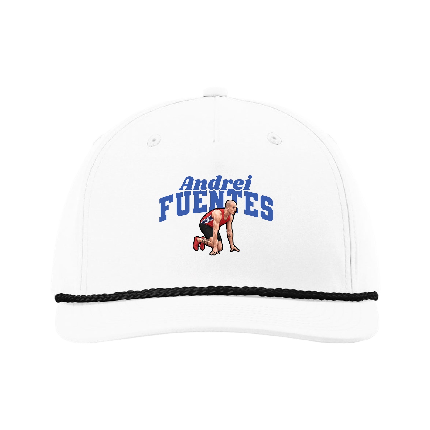 Five-Panel Classic Rope Cap — Signature Arch in White