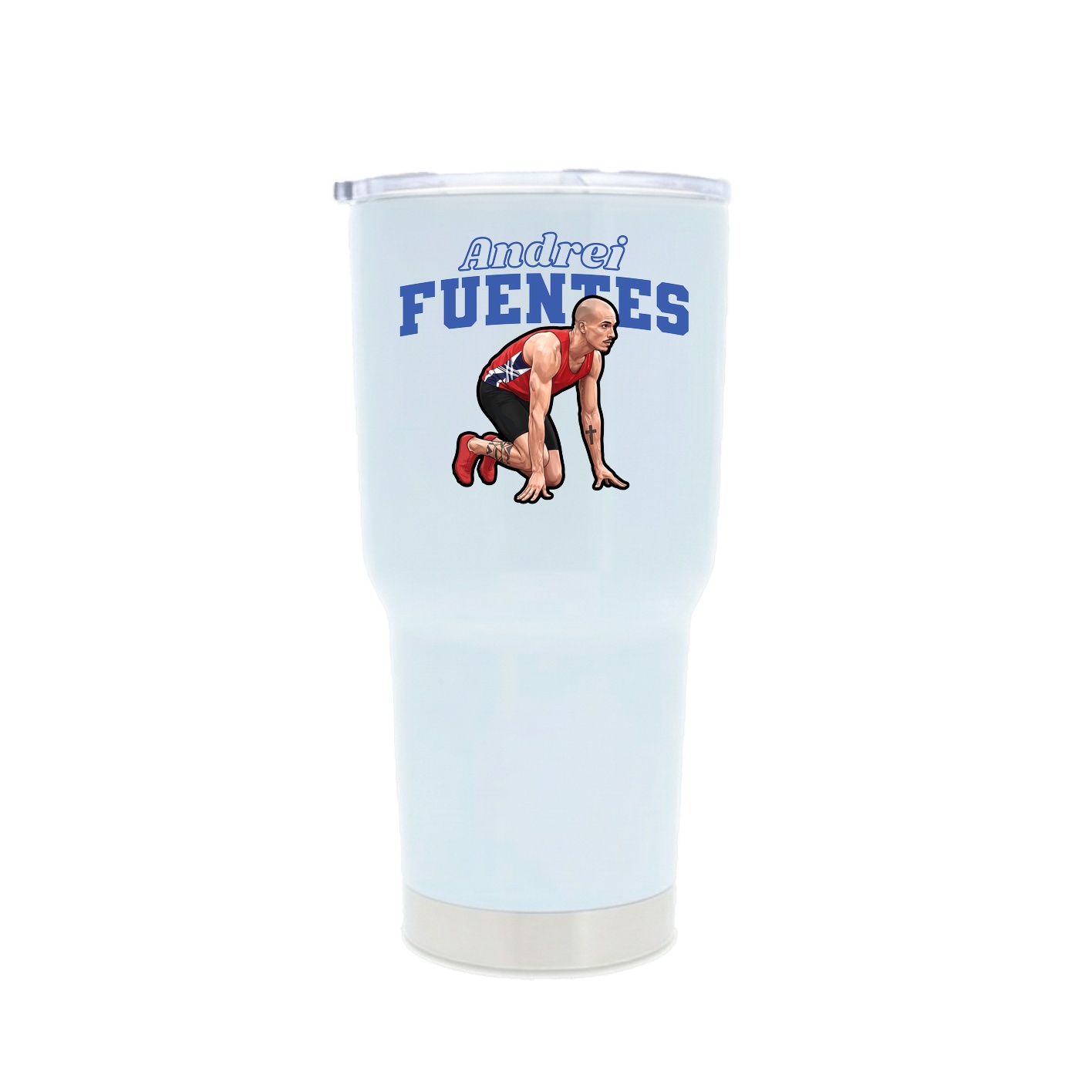 30oz Stainless Steel Tumbler — Name Arch in White