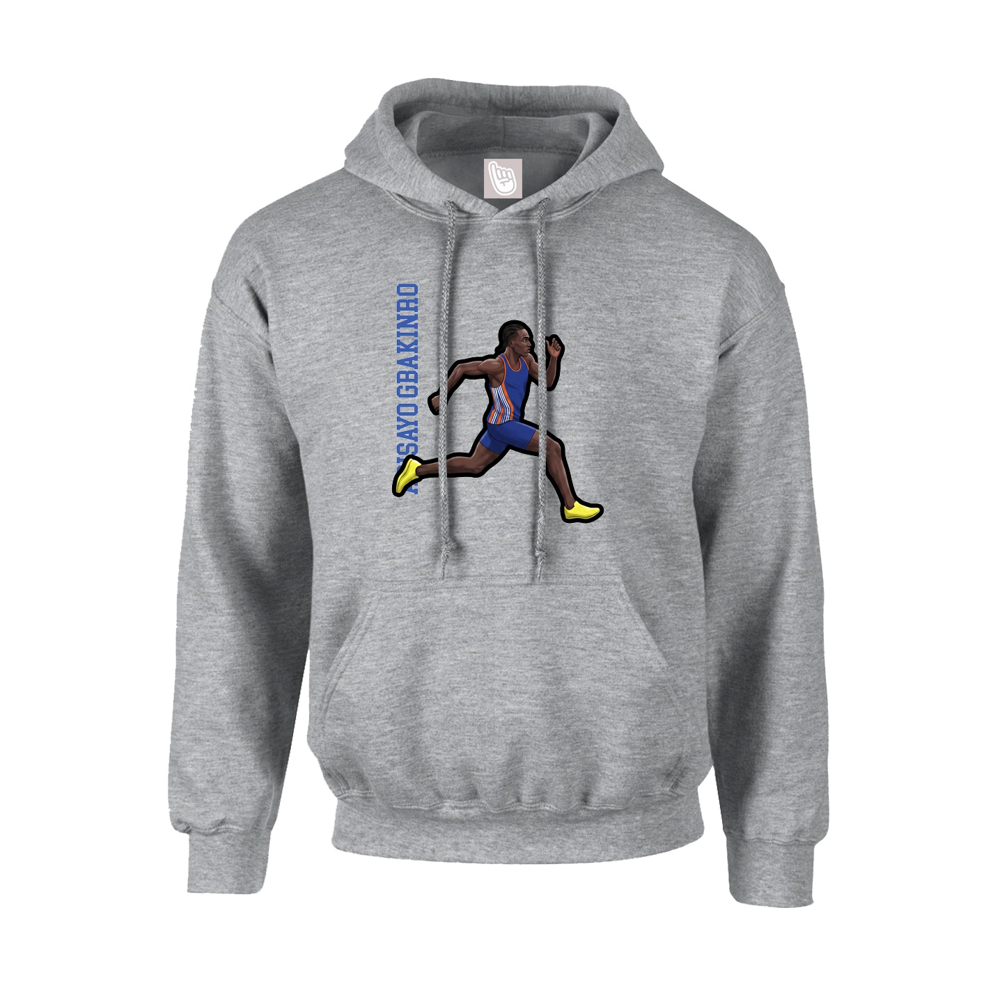 Hoodie — Name Vertical in Grey