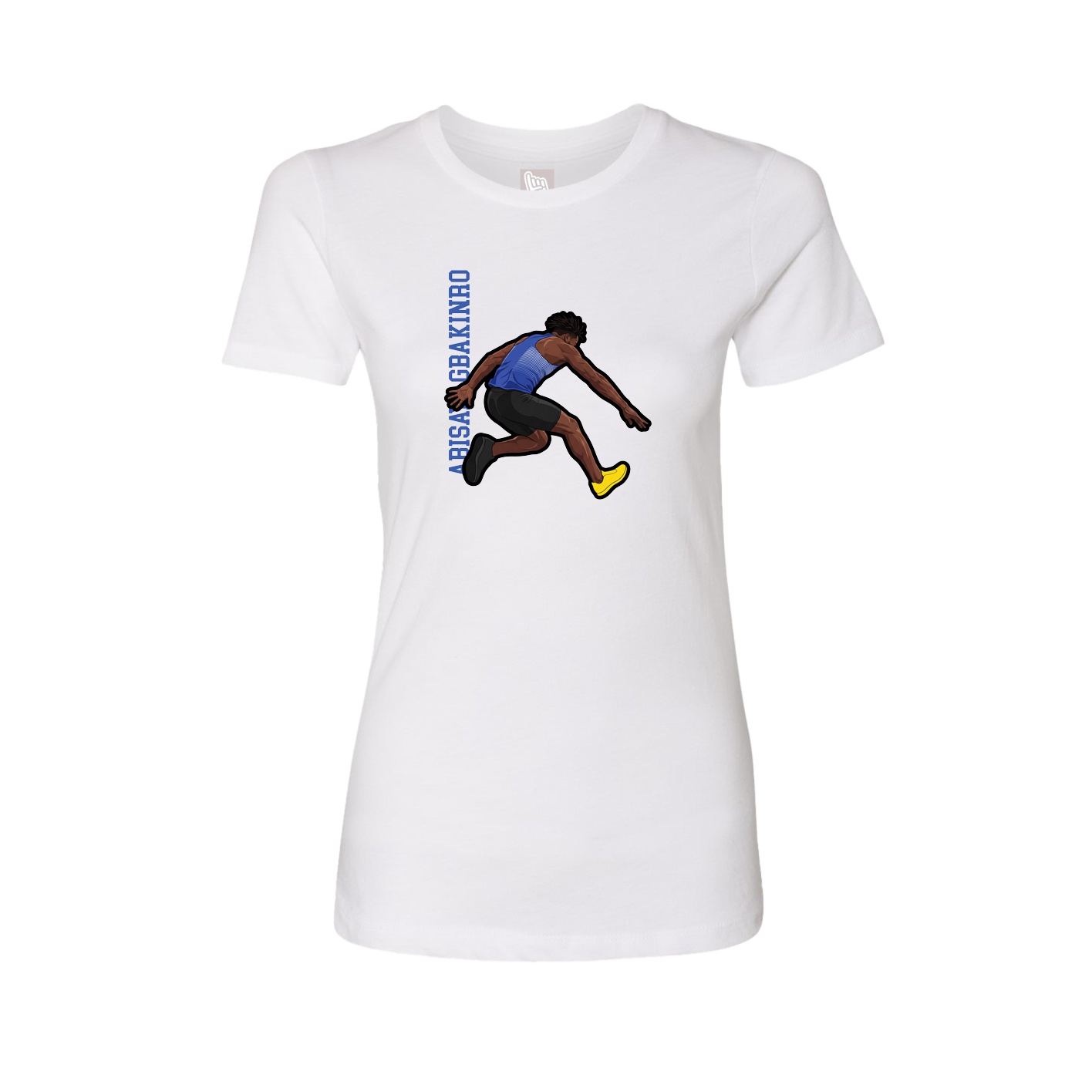 Fitted Women's Tee — Name Vertical in White