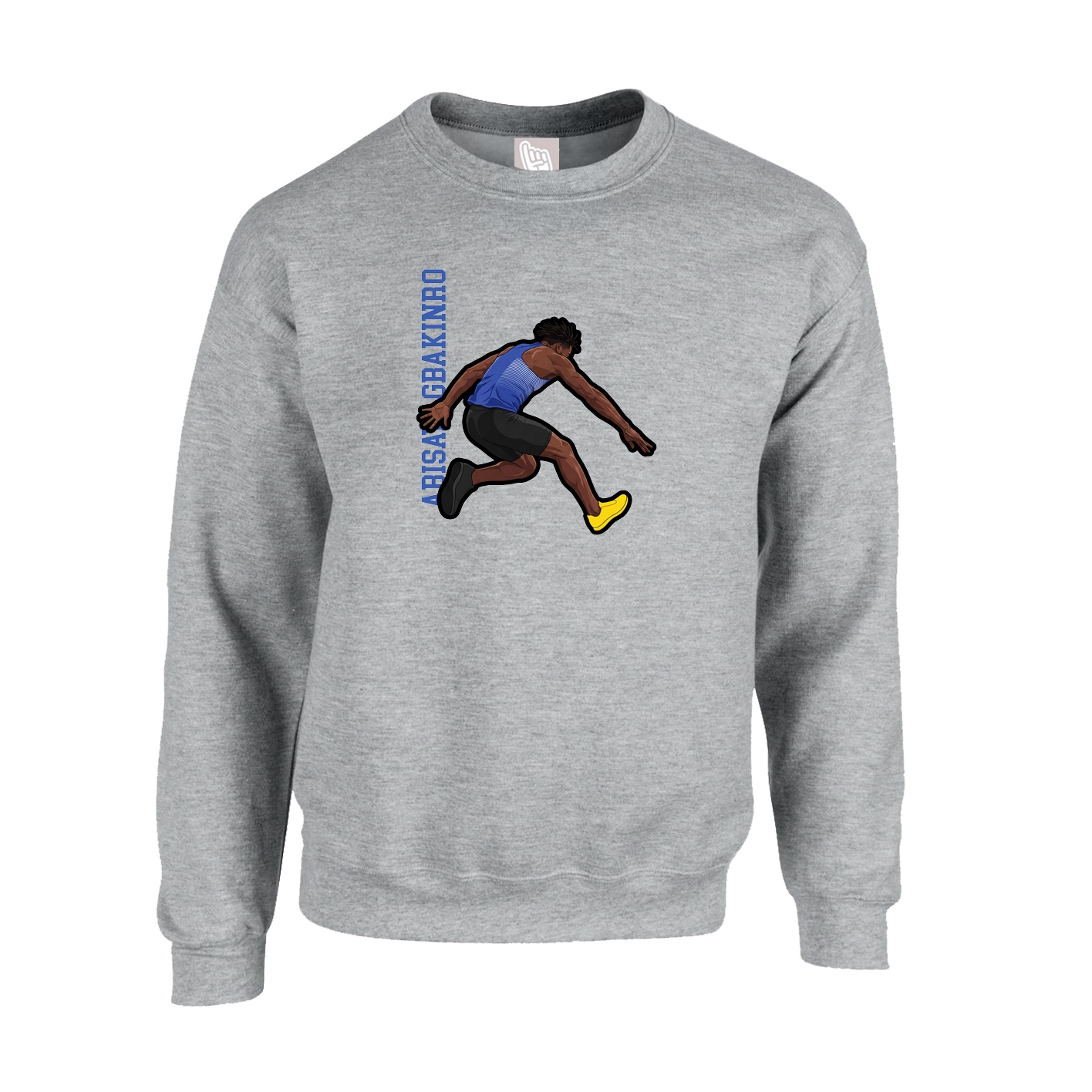 Fleece Crew — Name Vertical in Grey