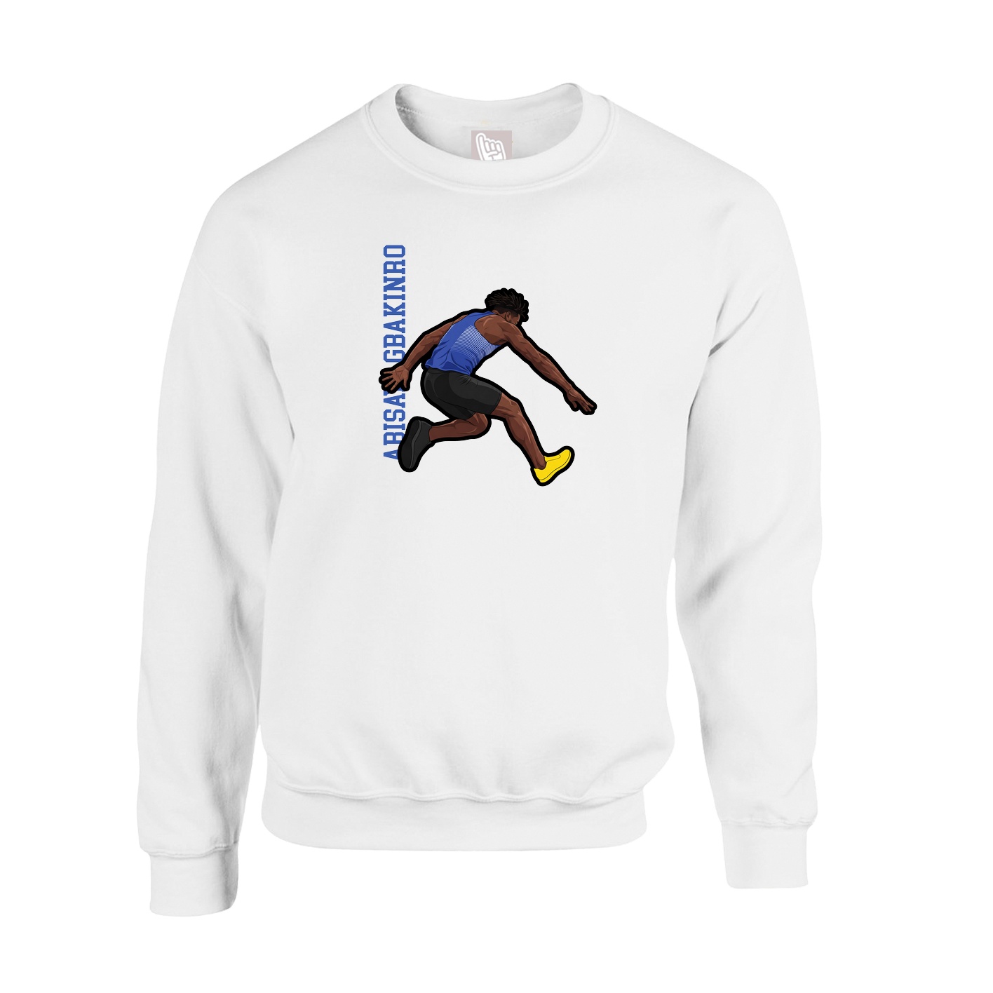 Fleece Crew — Name Vertical in White