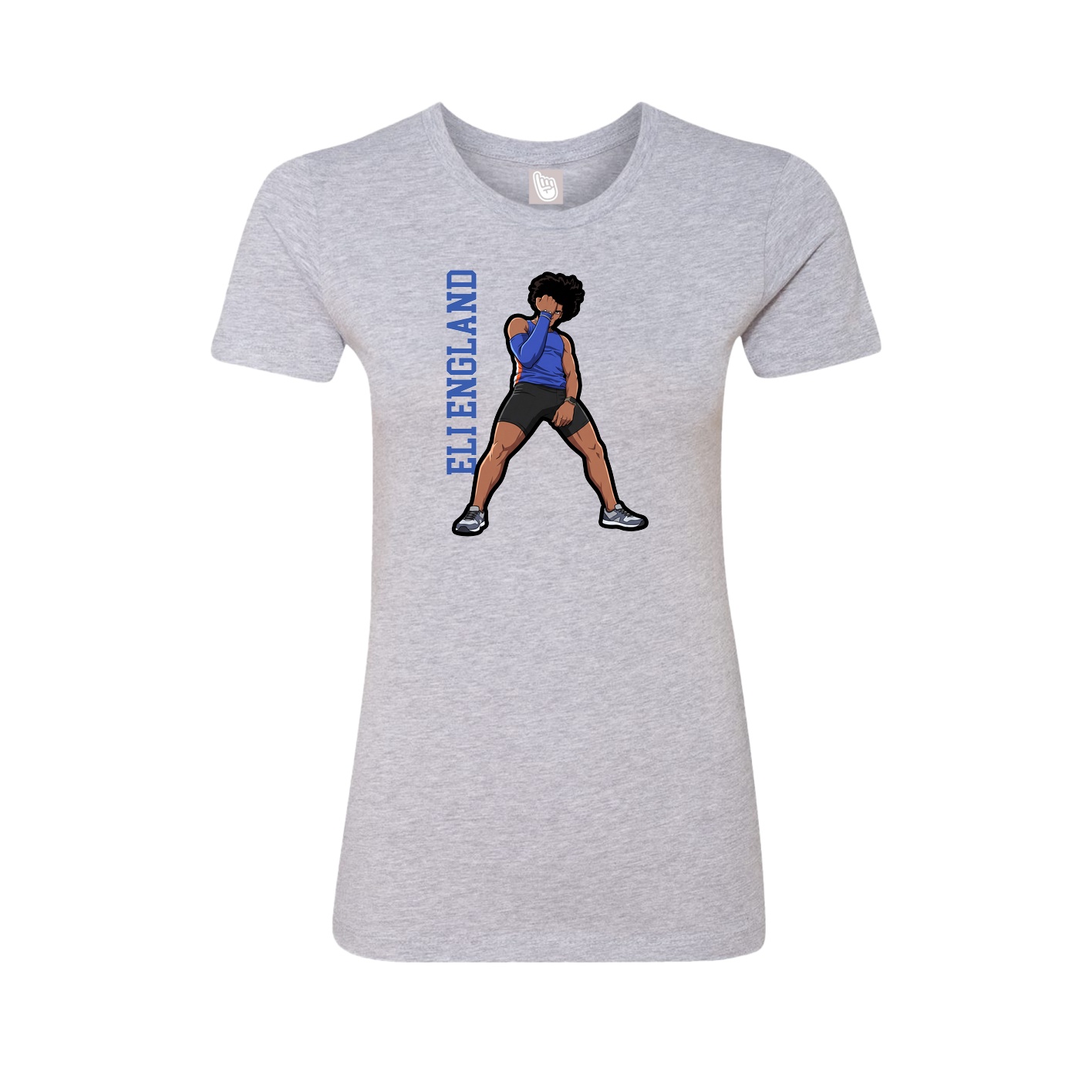 Fitted Women's Tee — Name Vertical in Grey