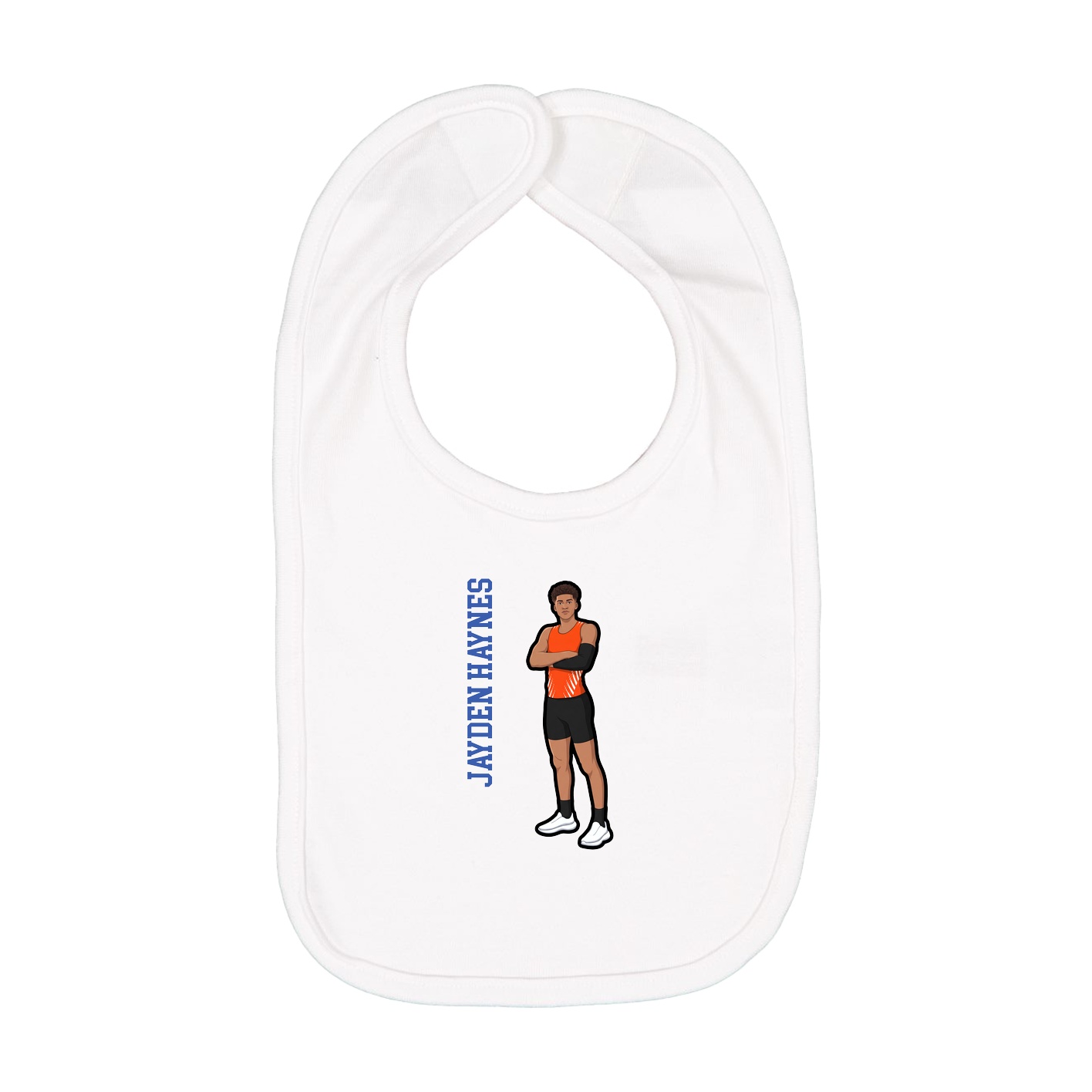 Infant Bib — Name Vertical in White