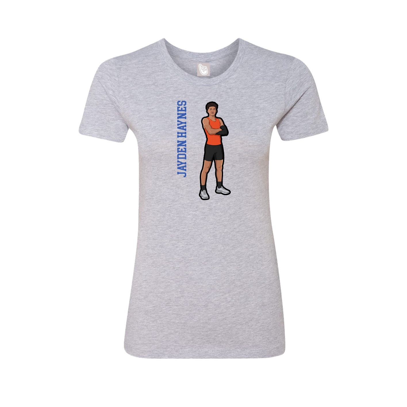Fitted Women's Tee — Name Vertical in Grey