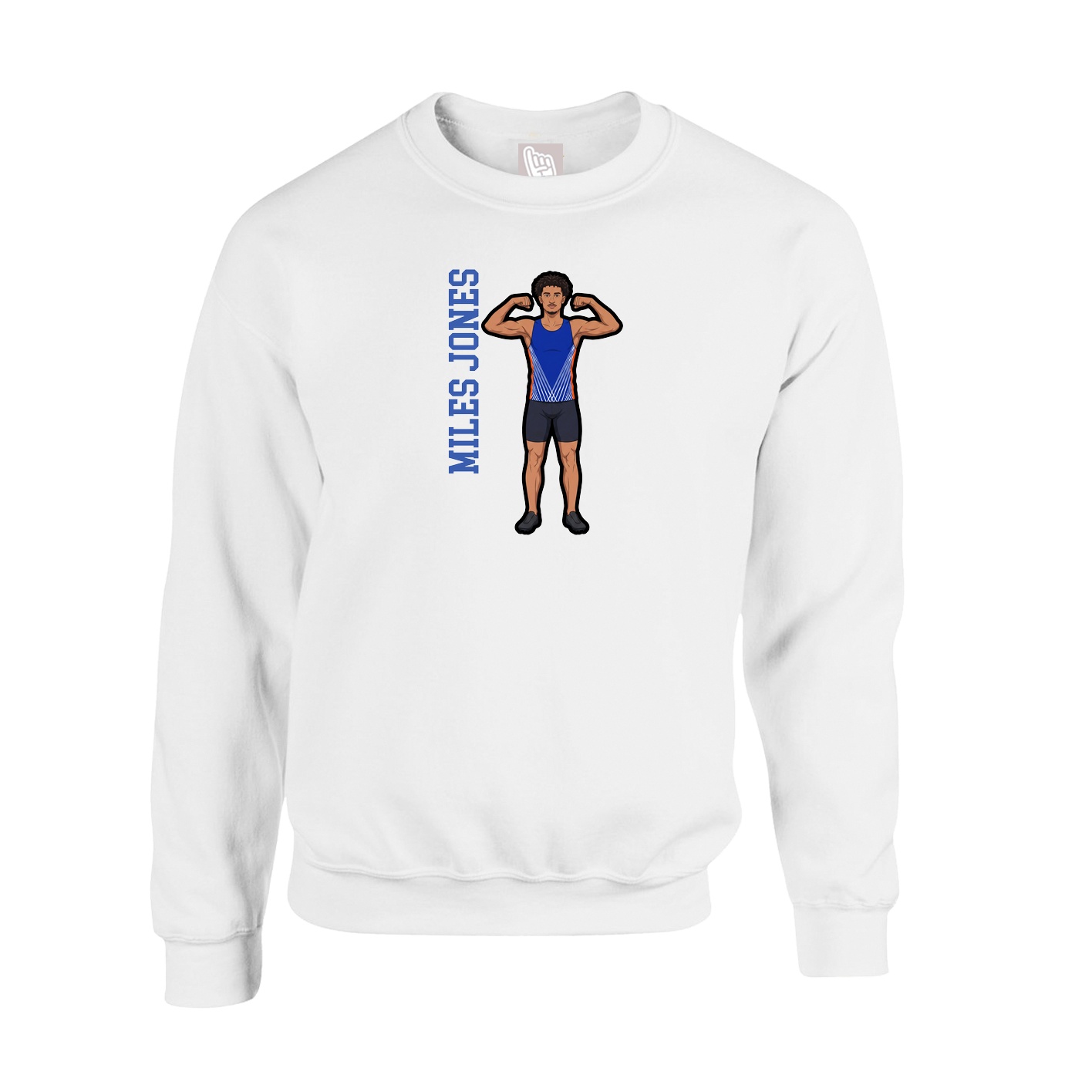 Fleece Crew — Name Vertical in White