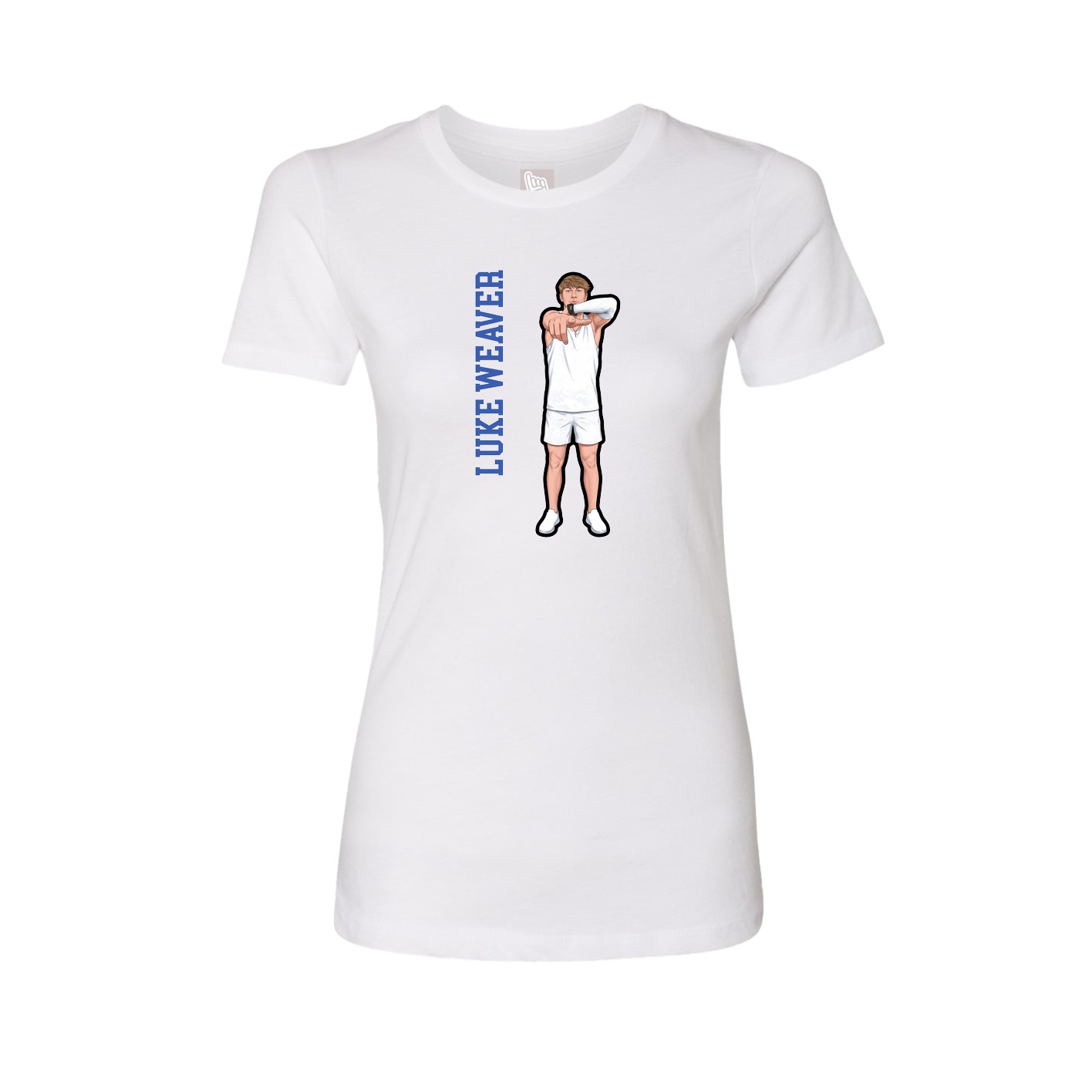 Fitted Women's Tee — Name Vertical in White