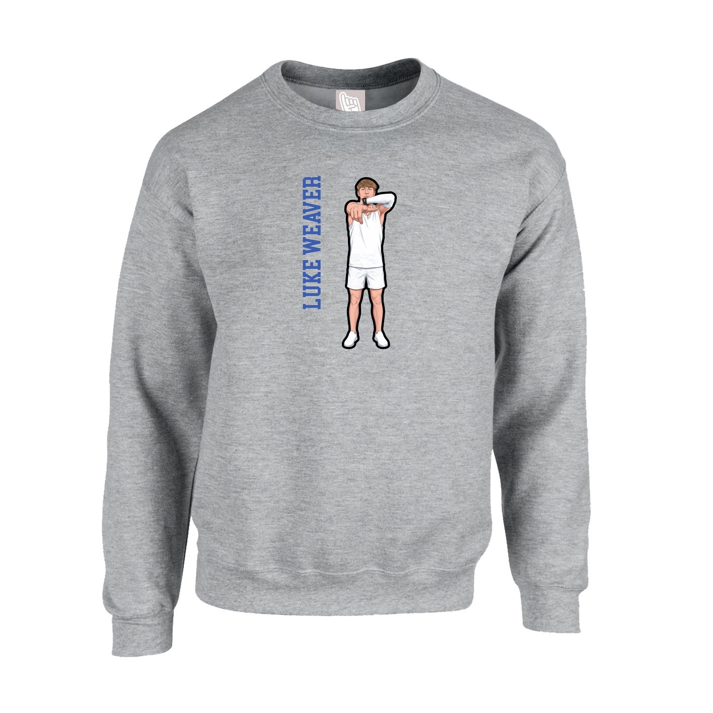 Fleece Crew — Name Vertical in Grey