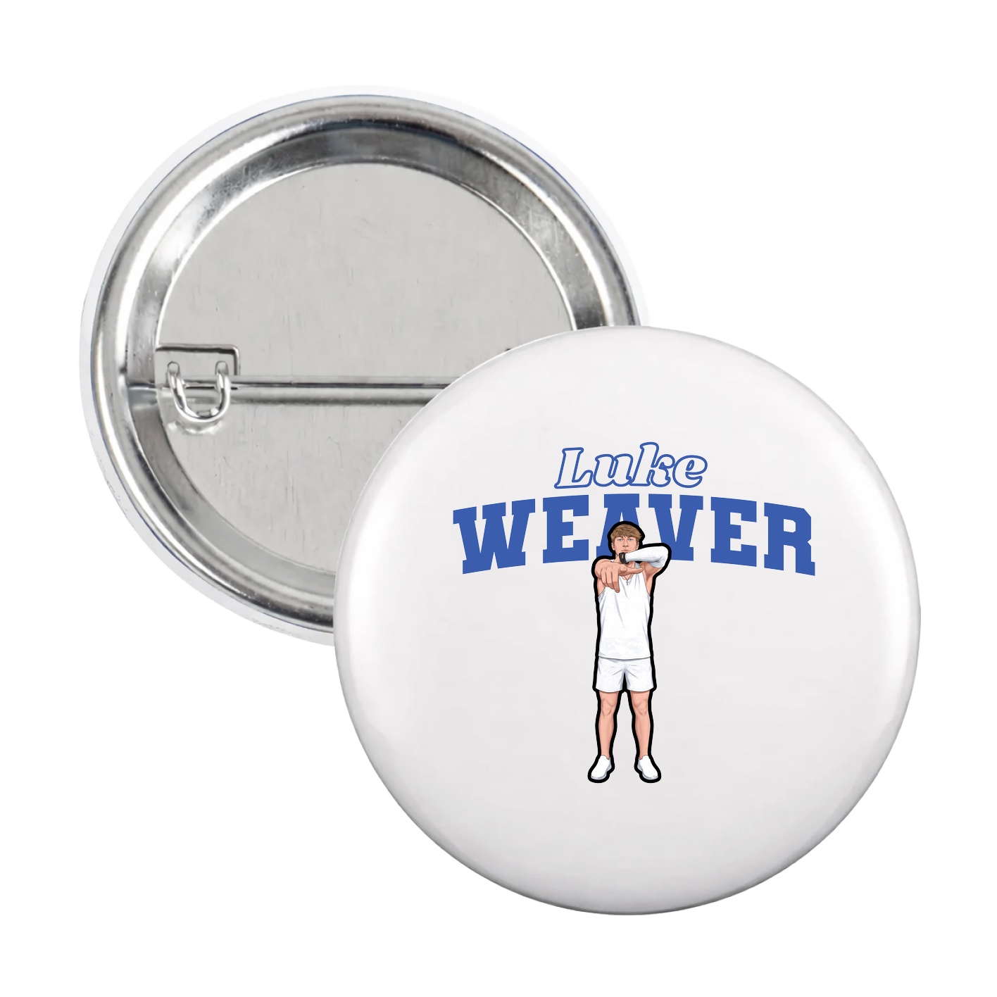 Game Day Button — Name Arch in White