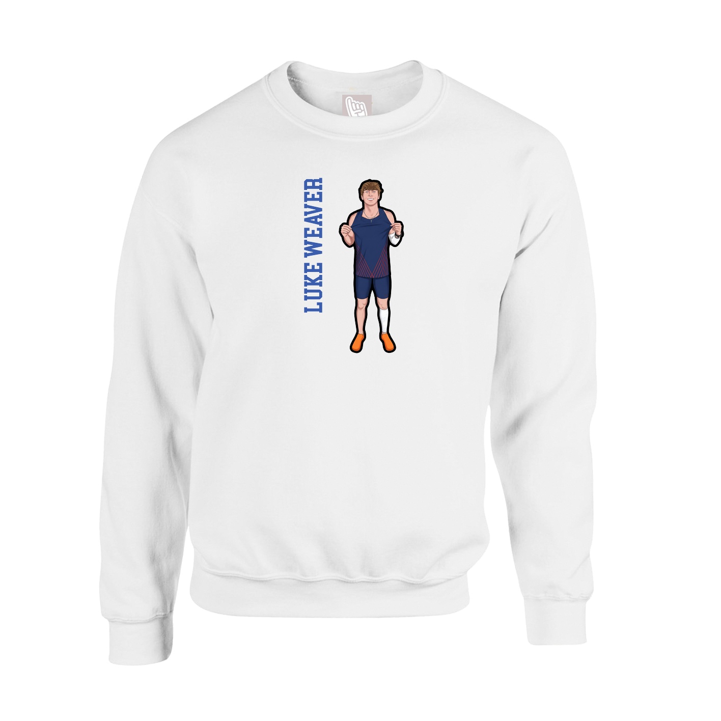 Fleece Crew — Name Vertical in White