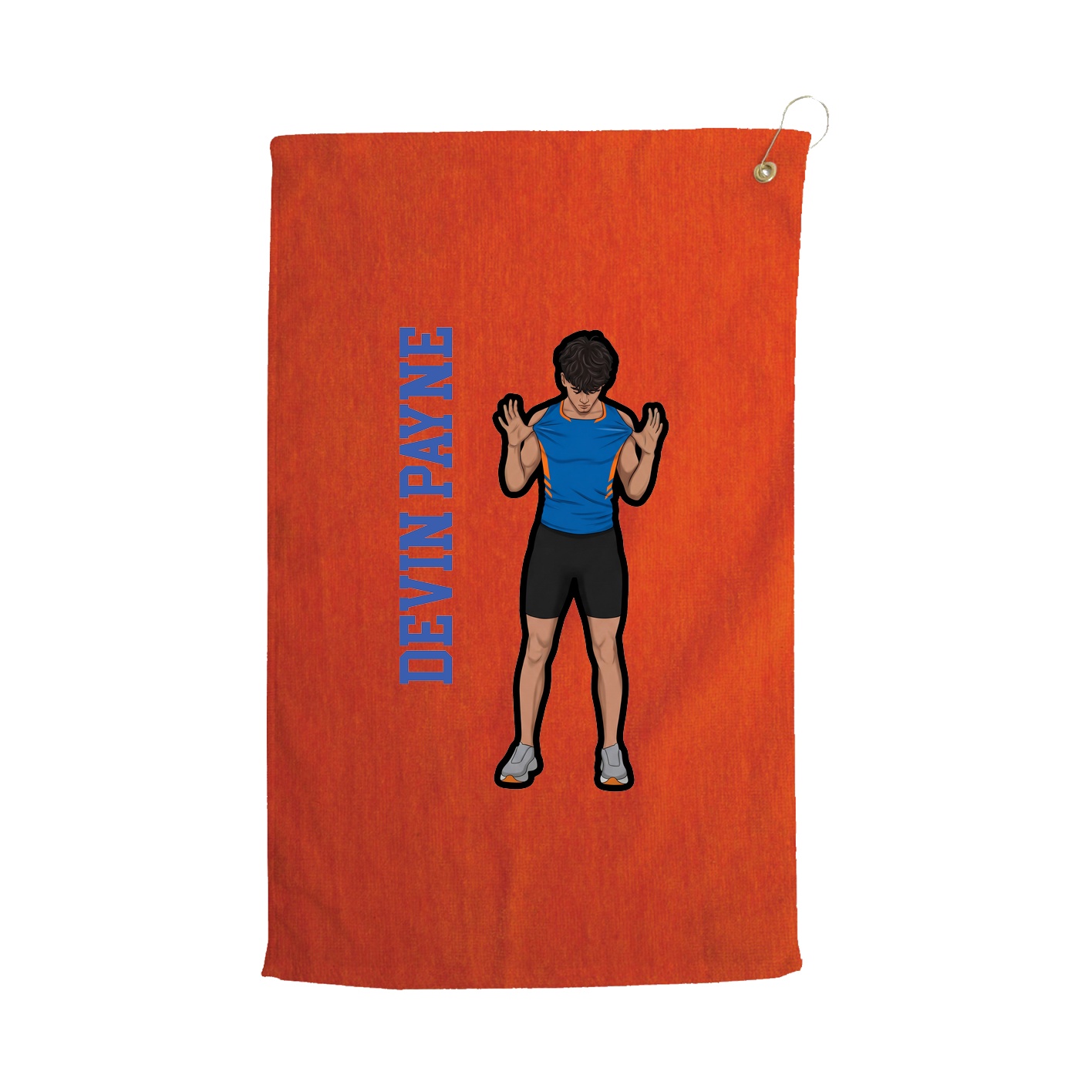 Golf Towel — Name Vertical in Orange