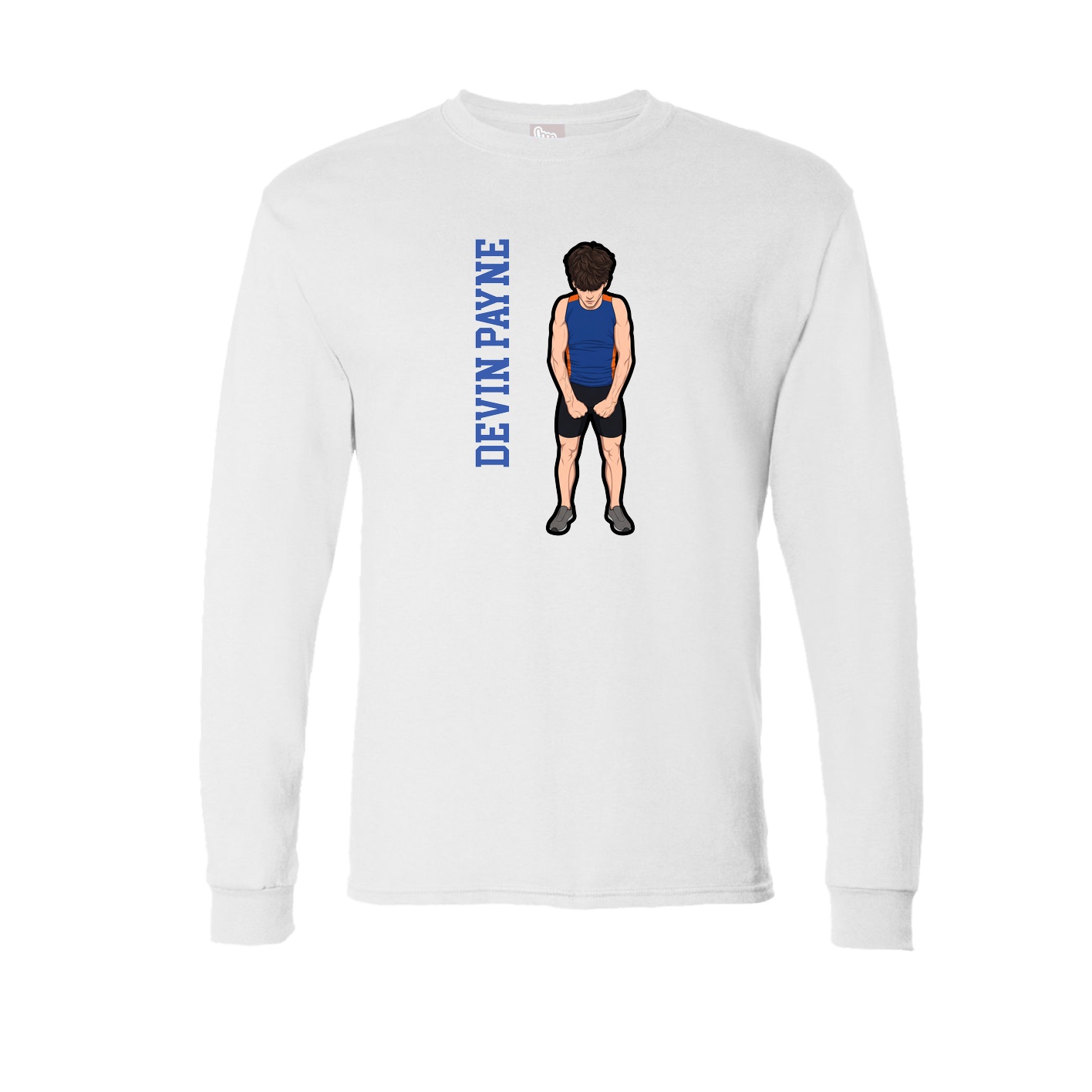 Long Sleeve Tee — Name Vertical in White
