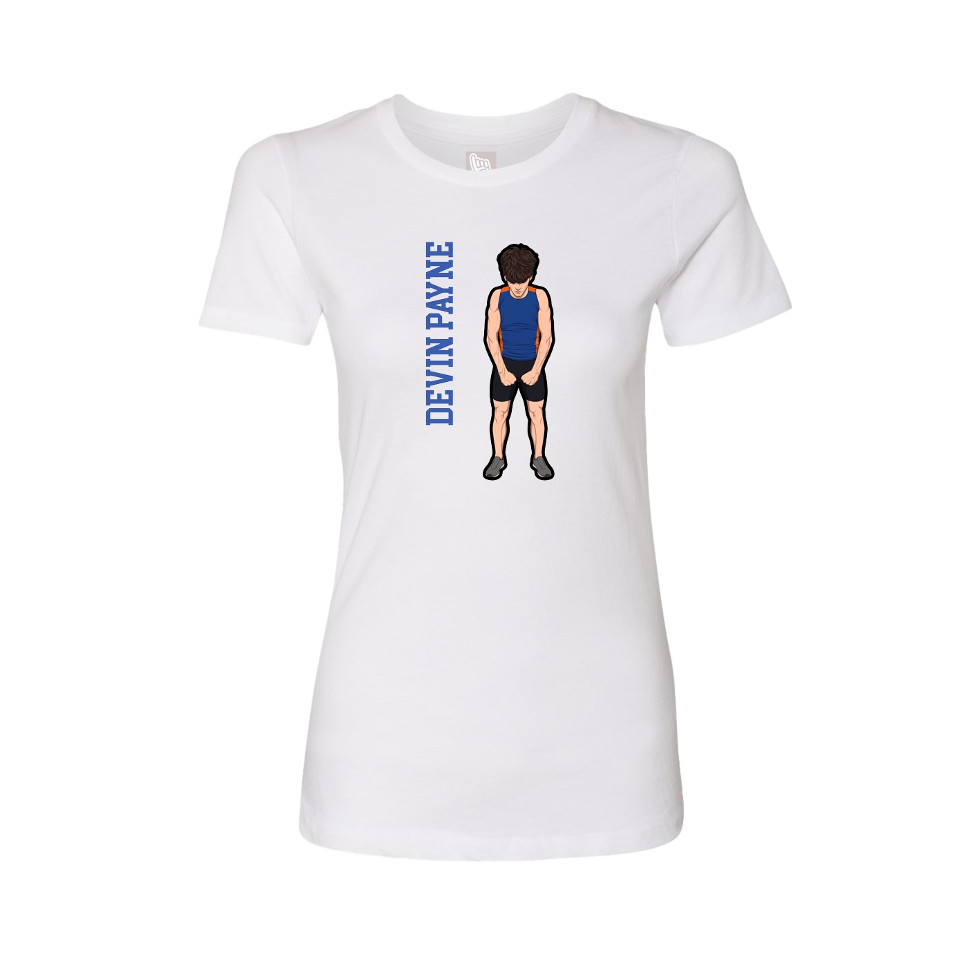 Fitted Women's Tee — Name Vertical in White