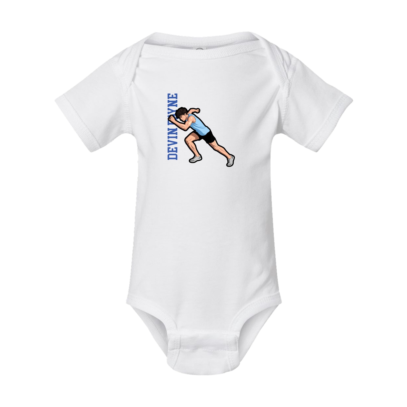 Baby Onesie — Name Vertical in White
