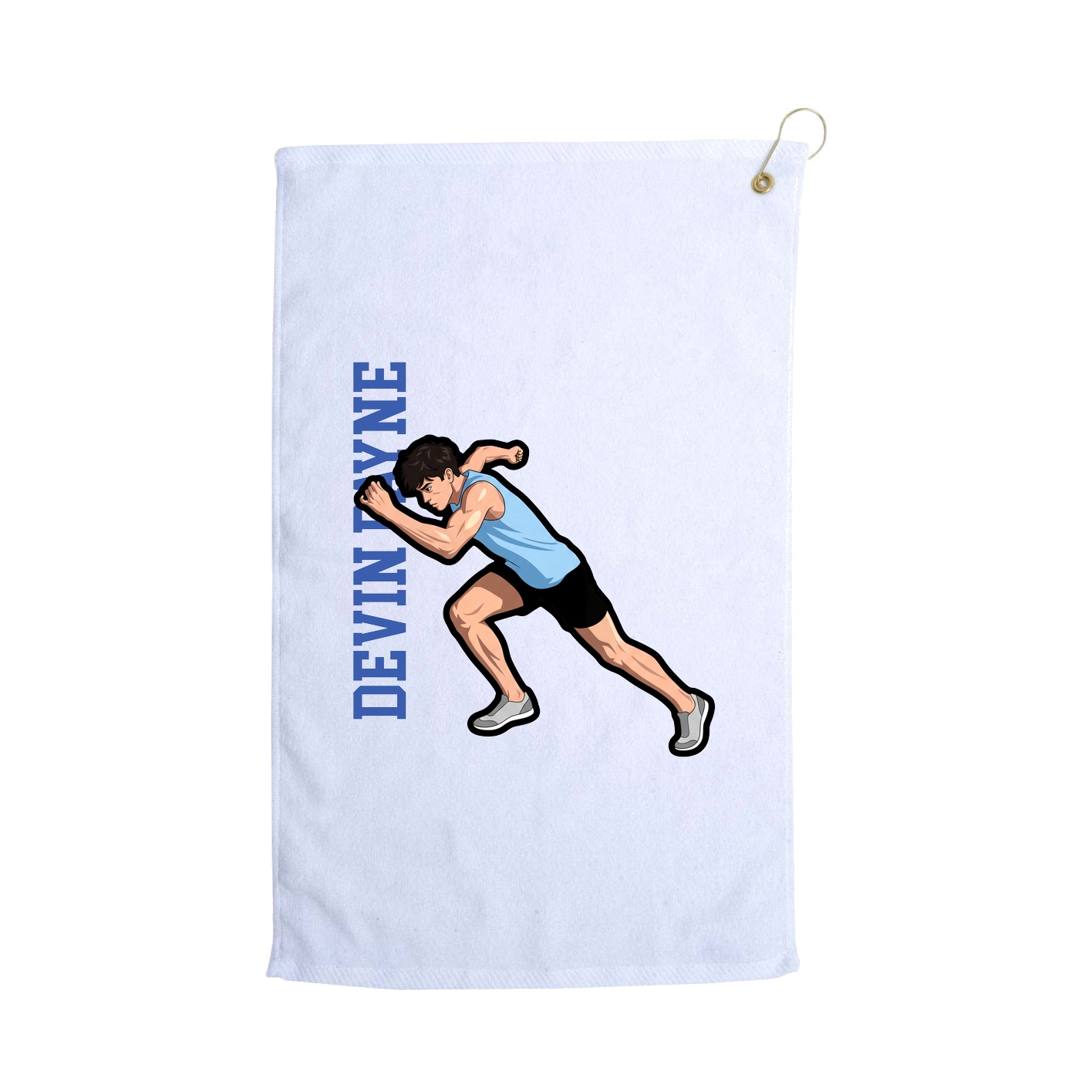 Golf Towel — Name Vertical in White