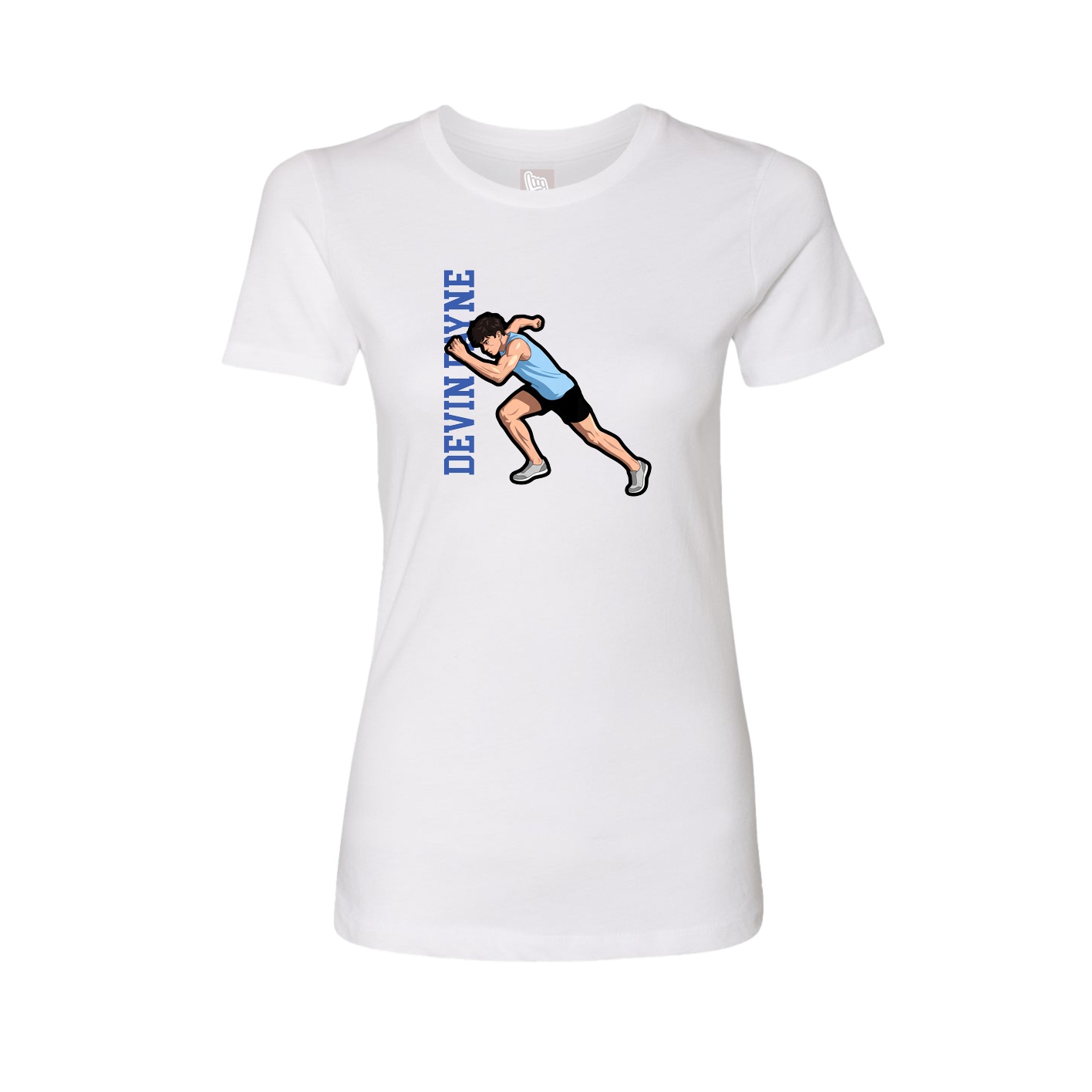 Fitted Women's Tee — Name Vertical in White