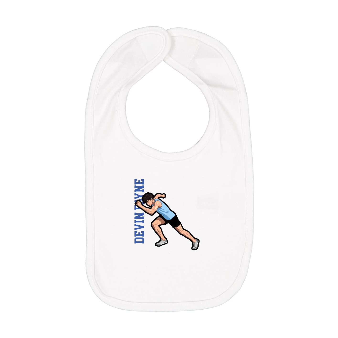 Infant Bib — Name Vertical in White