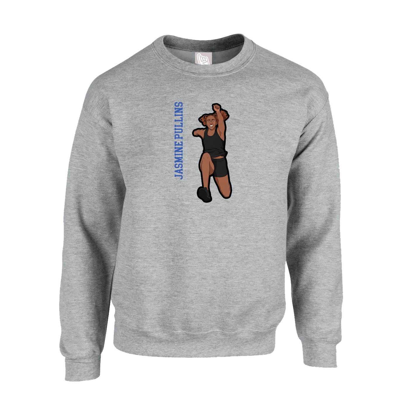 Fleece Crew — Name Vertical in Grey