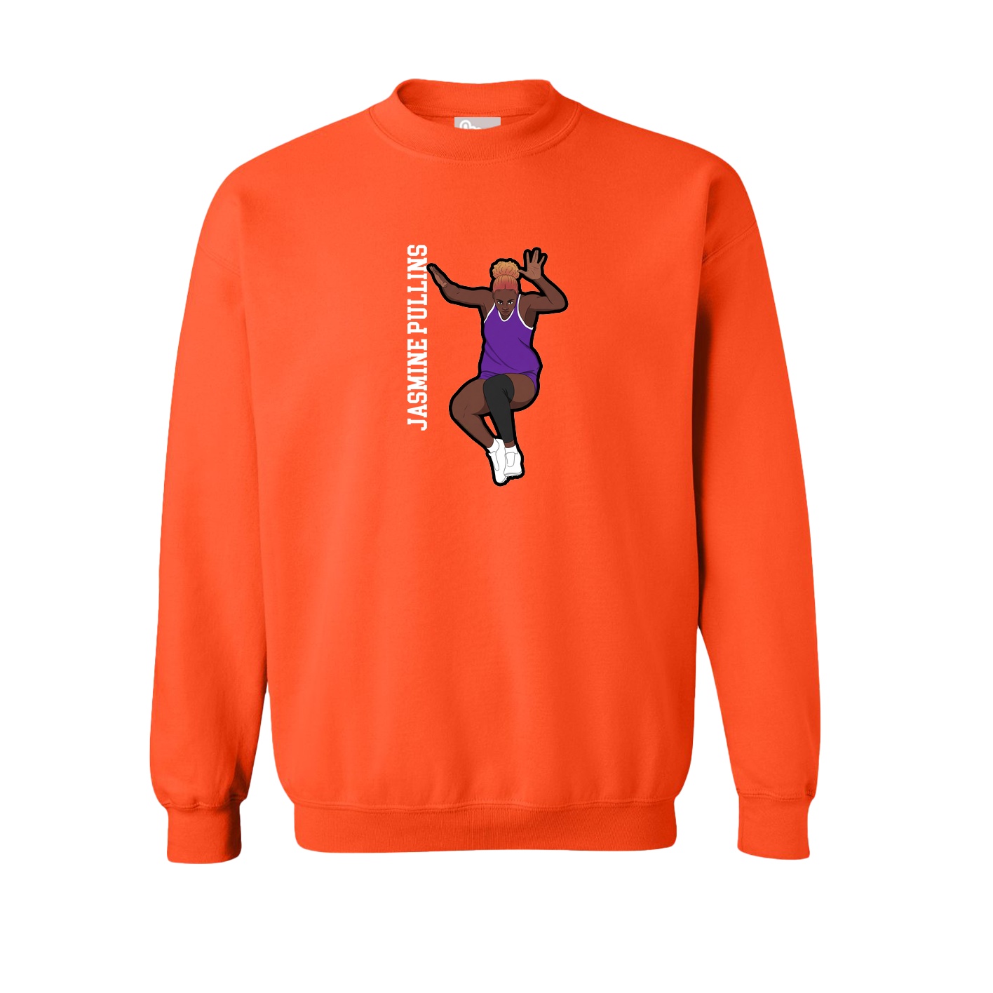 Fleece Crew — Name Vertical in Orange
