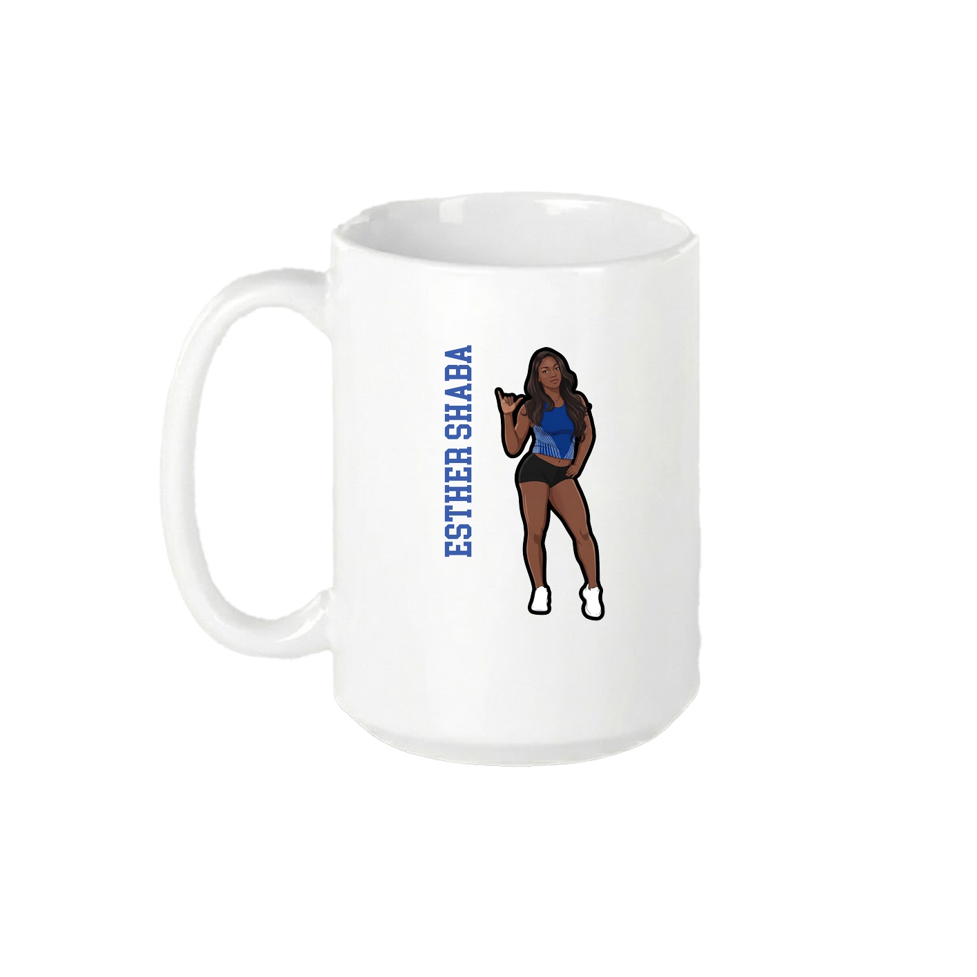 15oz Coffee Mug — Name Vertical in White