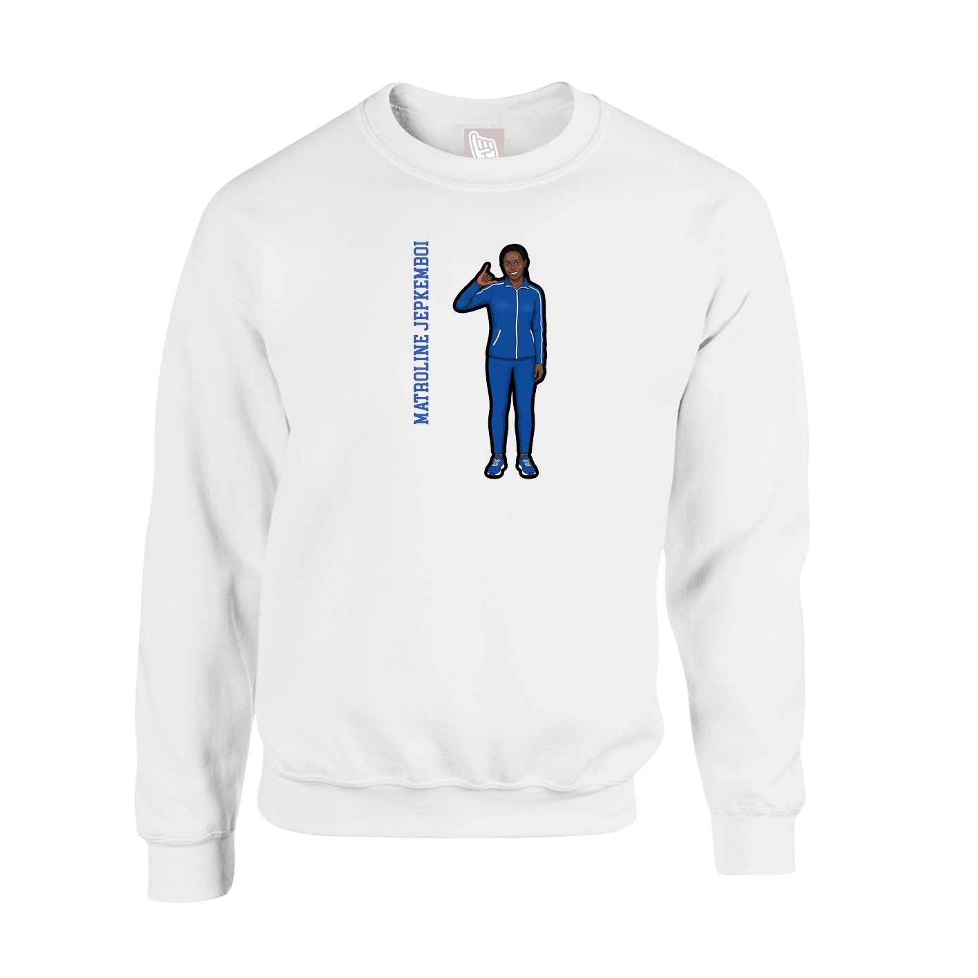 Fleece Crew — Name Vertical in White