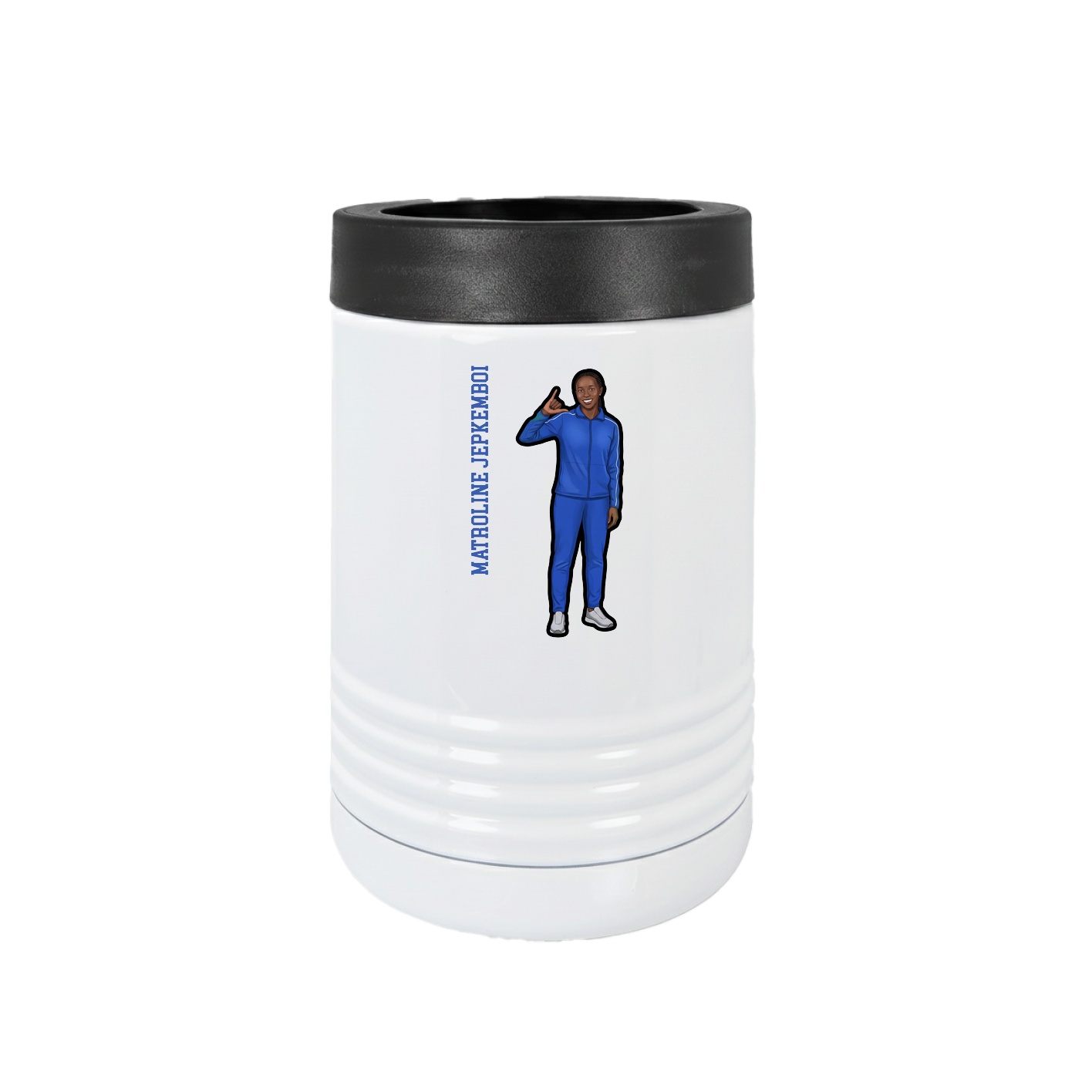 Beverage Holder — Name Vertical in White