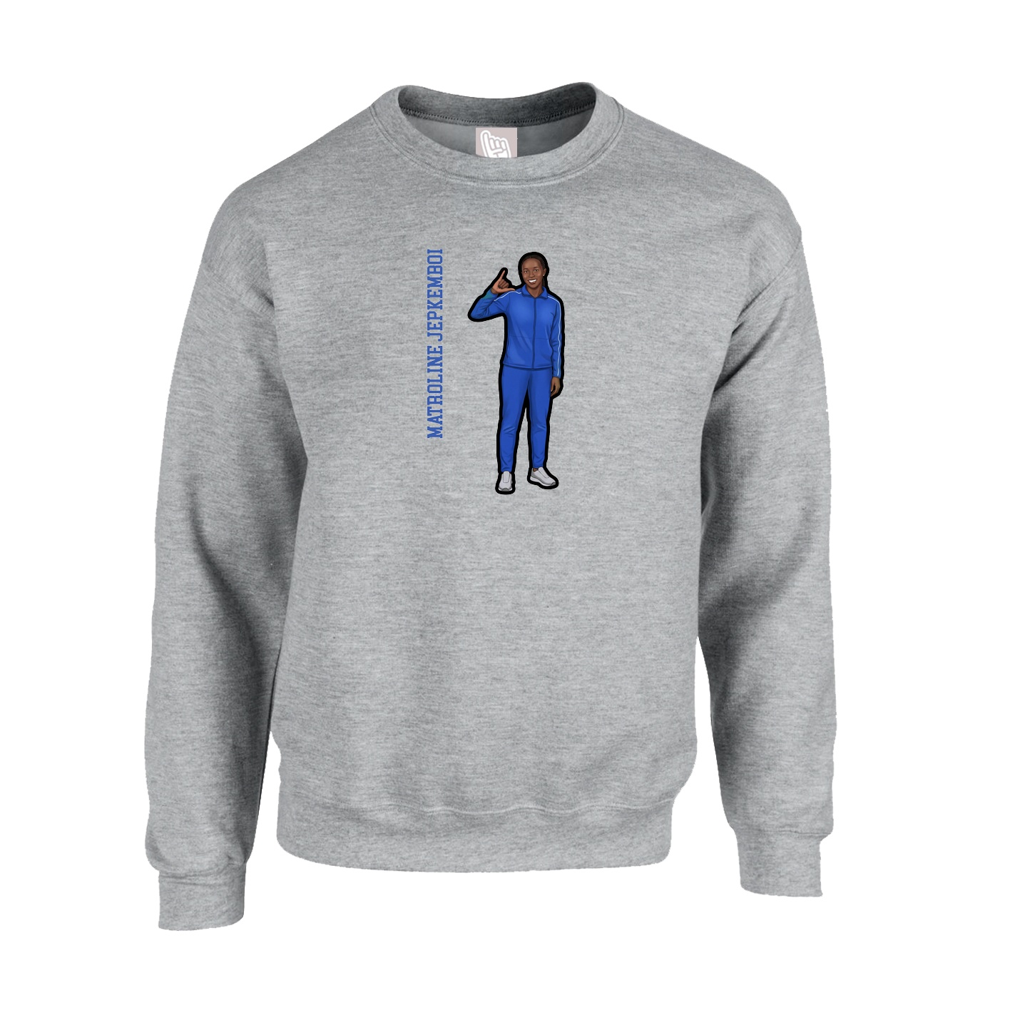 Fleece Crew — Name Vertical in Grey